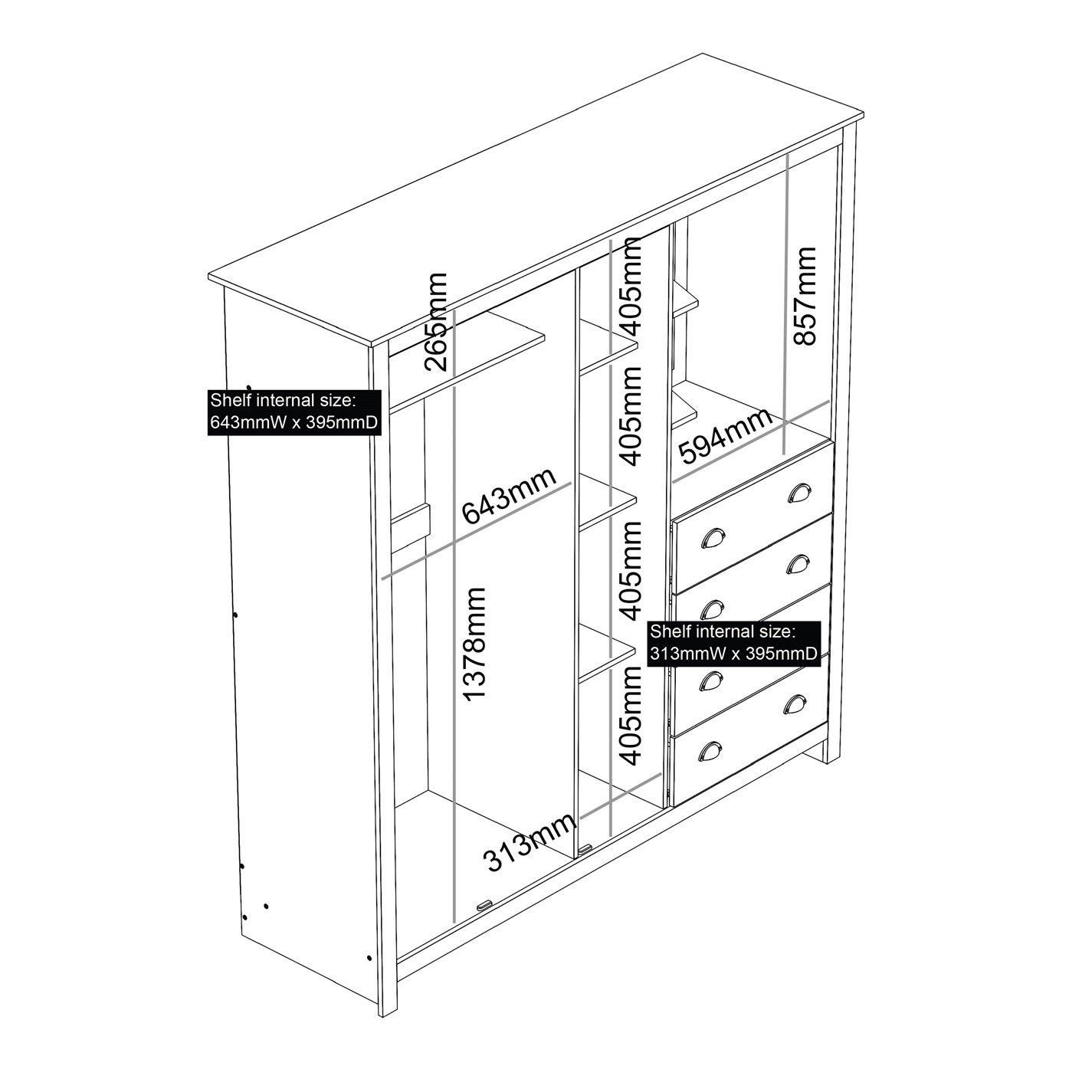 Grey - Jack Wills - Lancaster 4 Drawer Wardrobe Combi Unit - 7