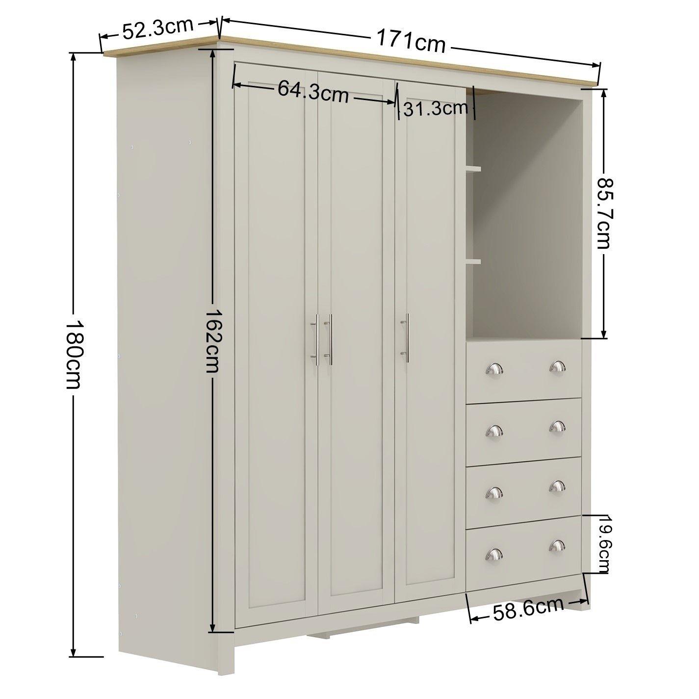 Grey - Jack Wills - Lancaster 4 Drawer Wardrobe Combi Unit - 8