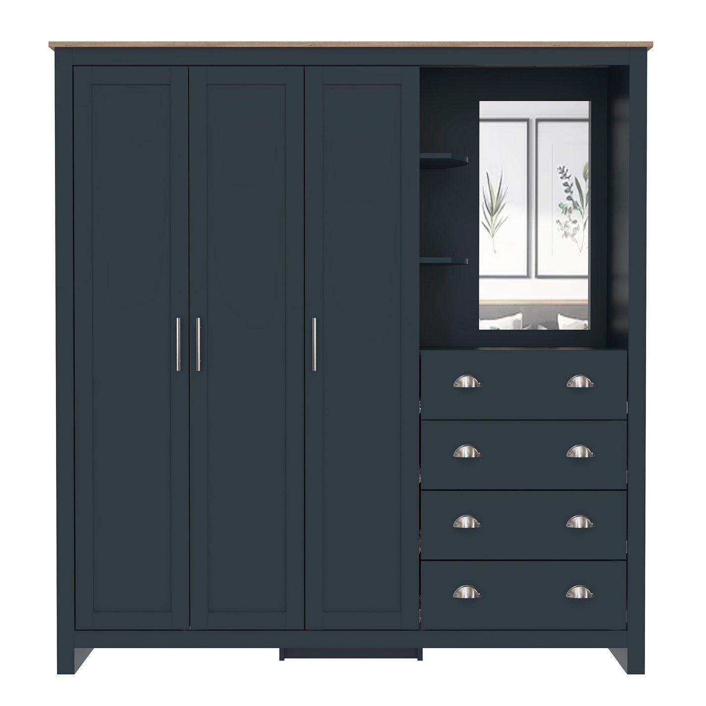 Blue - Jack Wills - Lancaster 4 Drawer Wardrobe Combi Unit - 2
