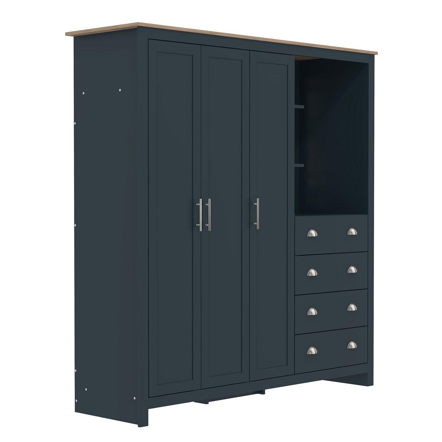 Blue - Jack Wills - Lancaster 4 Drawer Wardrobe Combi Unit - 3