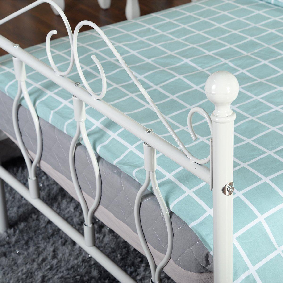 White - FurnitureR - DANDY White Metal Bedframe Single size - 2