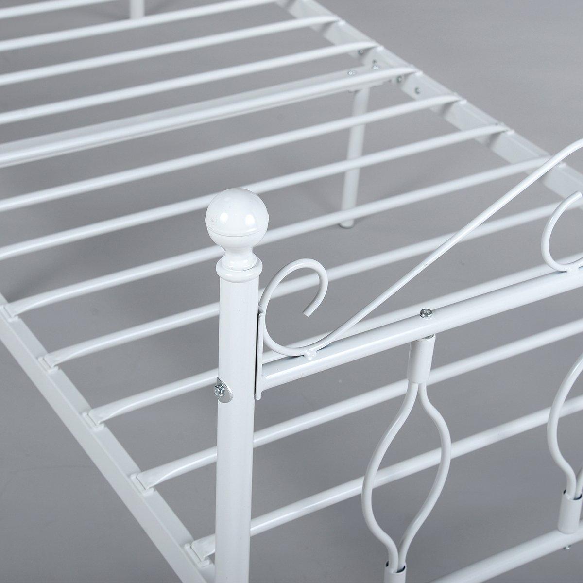 White - FurnitureR - DANDY White Metal Bedframe Single size - 5