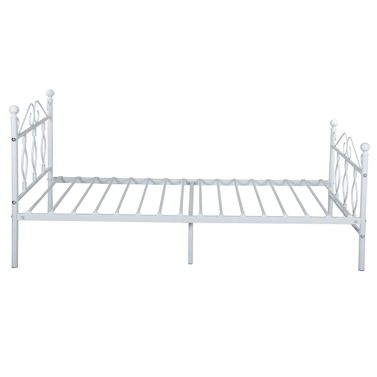 White - FurnitureR - DANDY White Metal Bedframe Single size - 6