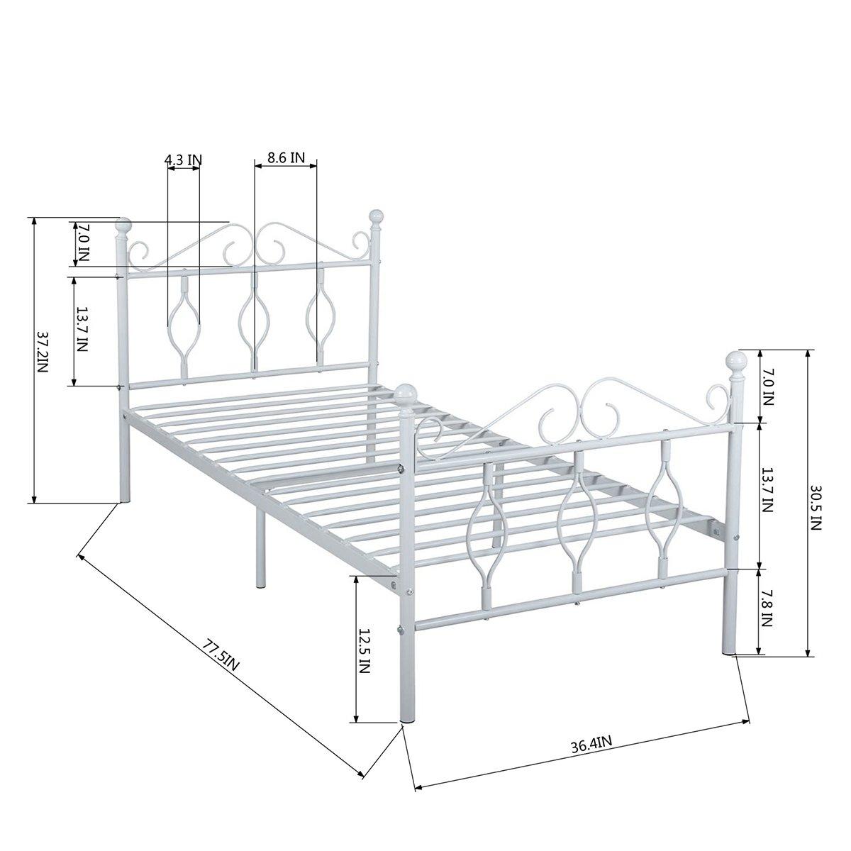 White - FurnitureR - DANDY White Metal Bedframe Single size - 7