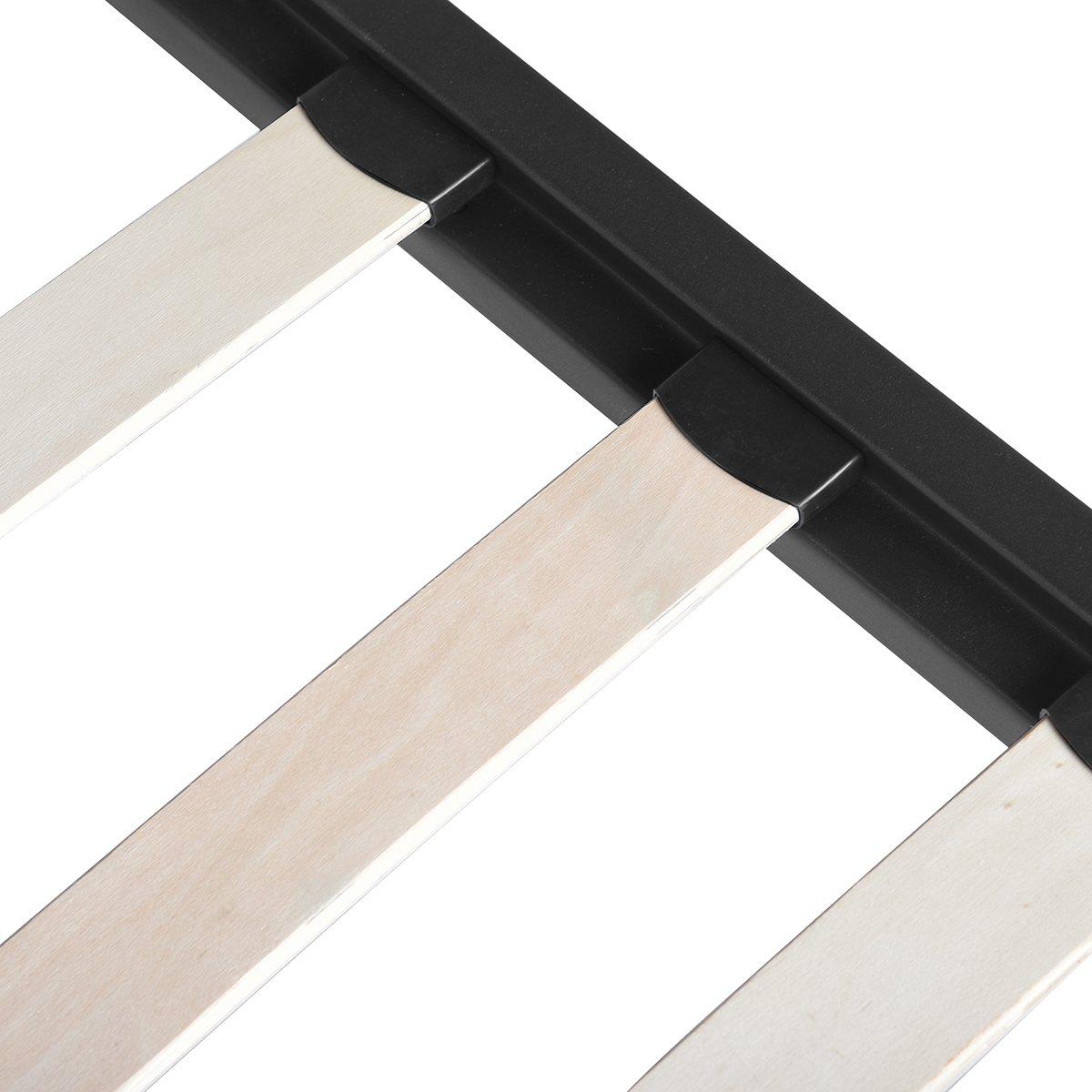 Black - FurnitureR - PESIN Black and Wooden Metal Bedframe Queen size - 7