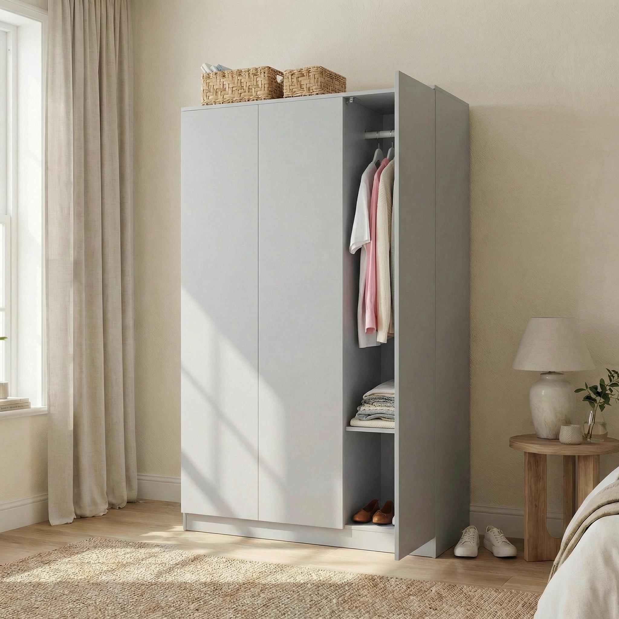 Grey - Jack Wills - Door 3-Door Wood Wardrobe - 1