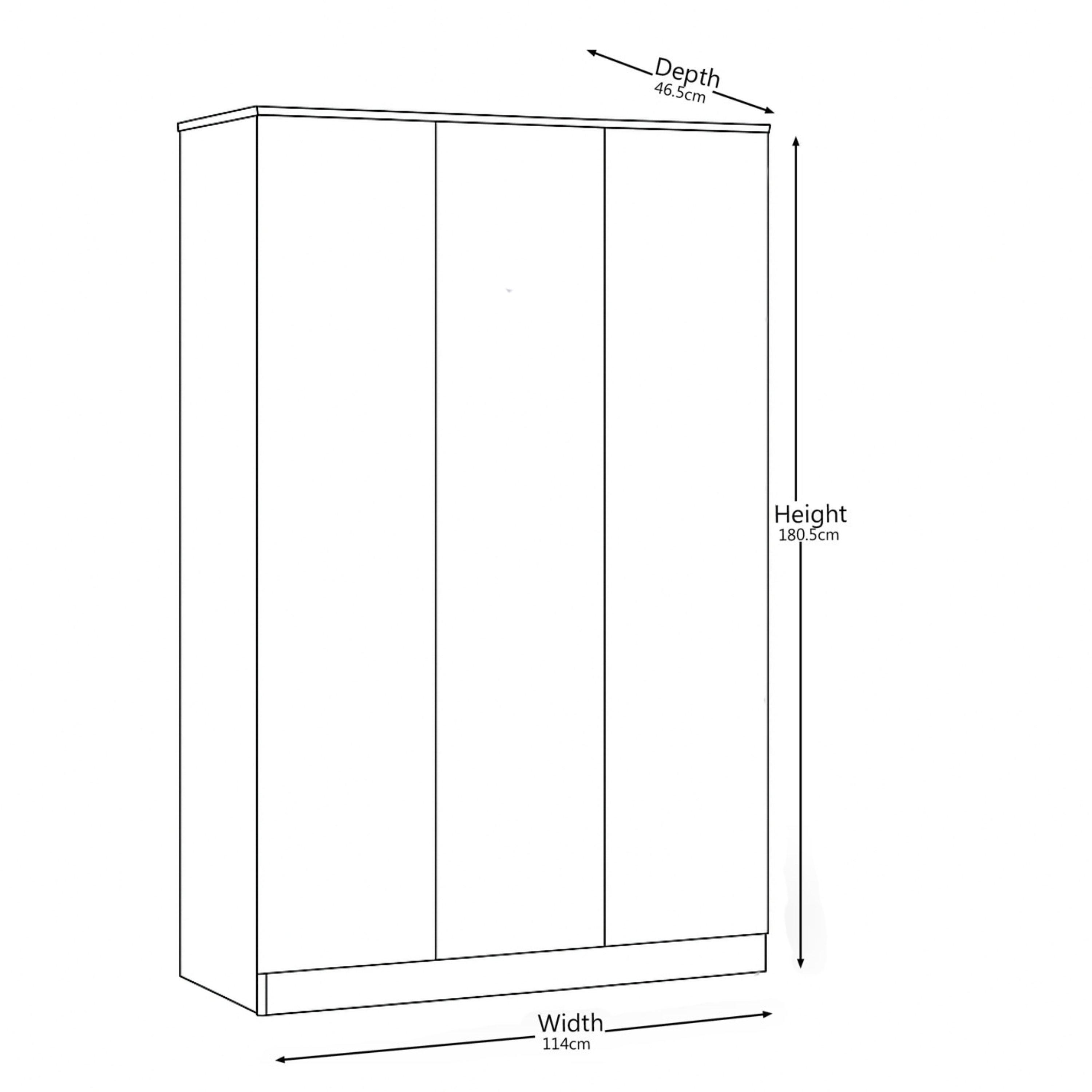 Grey - Jack Wills - Door 3-Door Wood Wardrobe - 7
