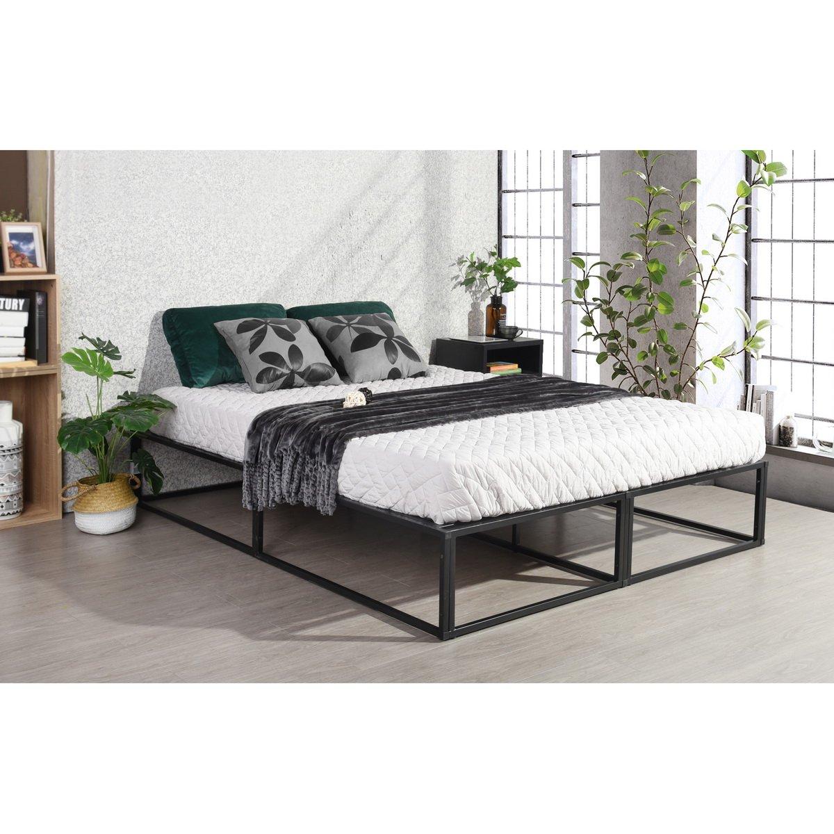 Black - Homylin - Metal Bed Frame Double size with Underbed Storage Space - 2