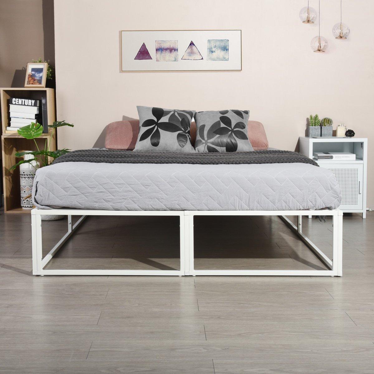 White - Homylin - Metal Bed Frame King size with Underbed Storage Space - 3