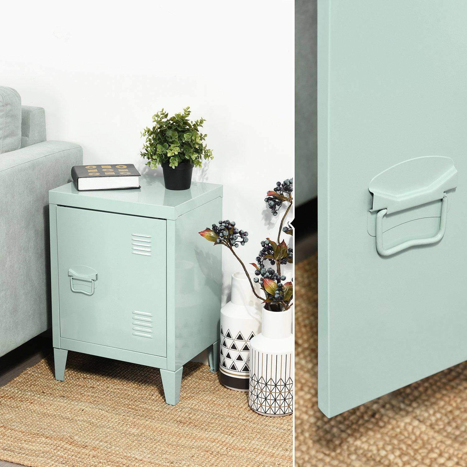 Green - FurnitureR - Storage Cabinet with Single Door and Adjustable Shelf Compact Locker-Style Side Table - 1