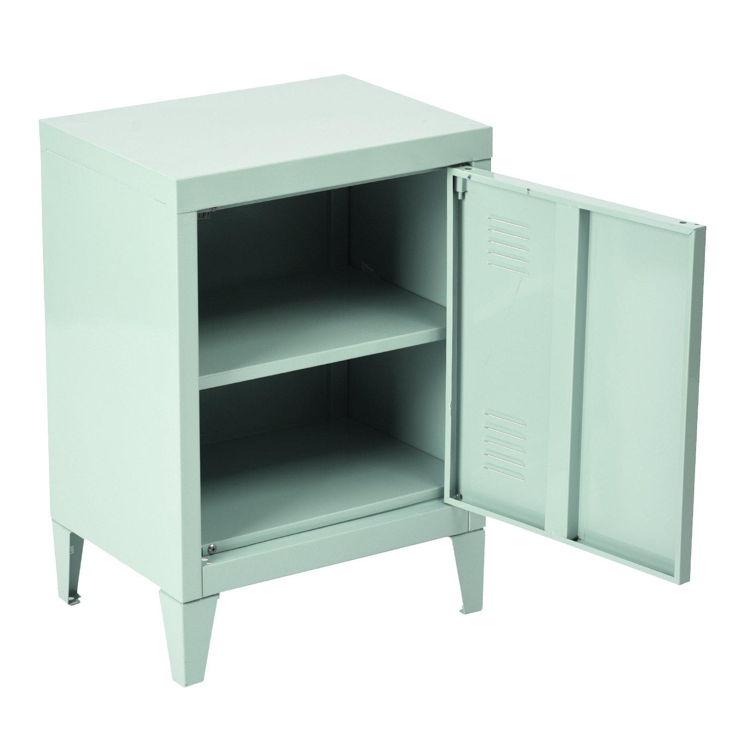 Green - FurnitureR - Storage Cabinet with Single Door and Adjustable Shelf Compact Locker-Style Side Table - 6