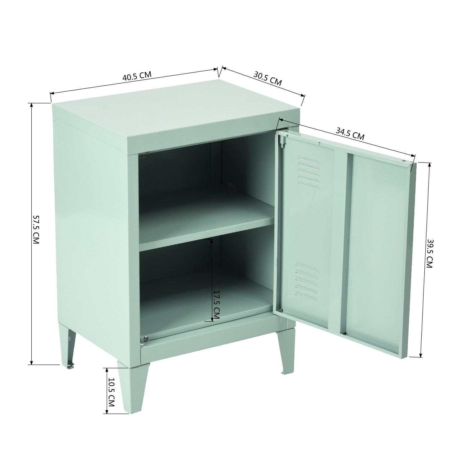 Green - FurnitureR - Storage Cabinet with Single Door and Adjustable Shelf Compact Locker-Style Side Table - 8