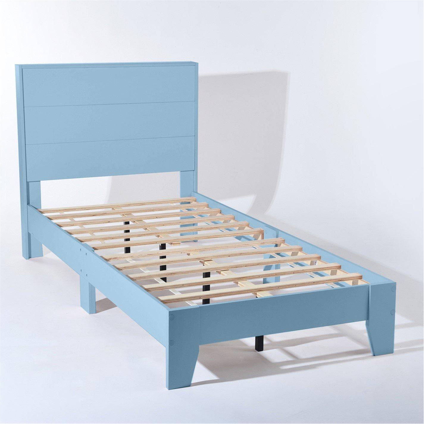Skyblue - FurnitureR - Single Bed Wooden Frame - 4