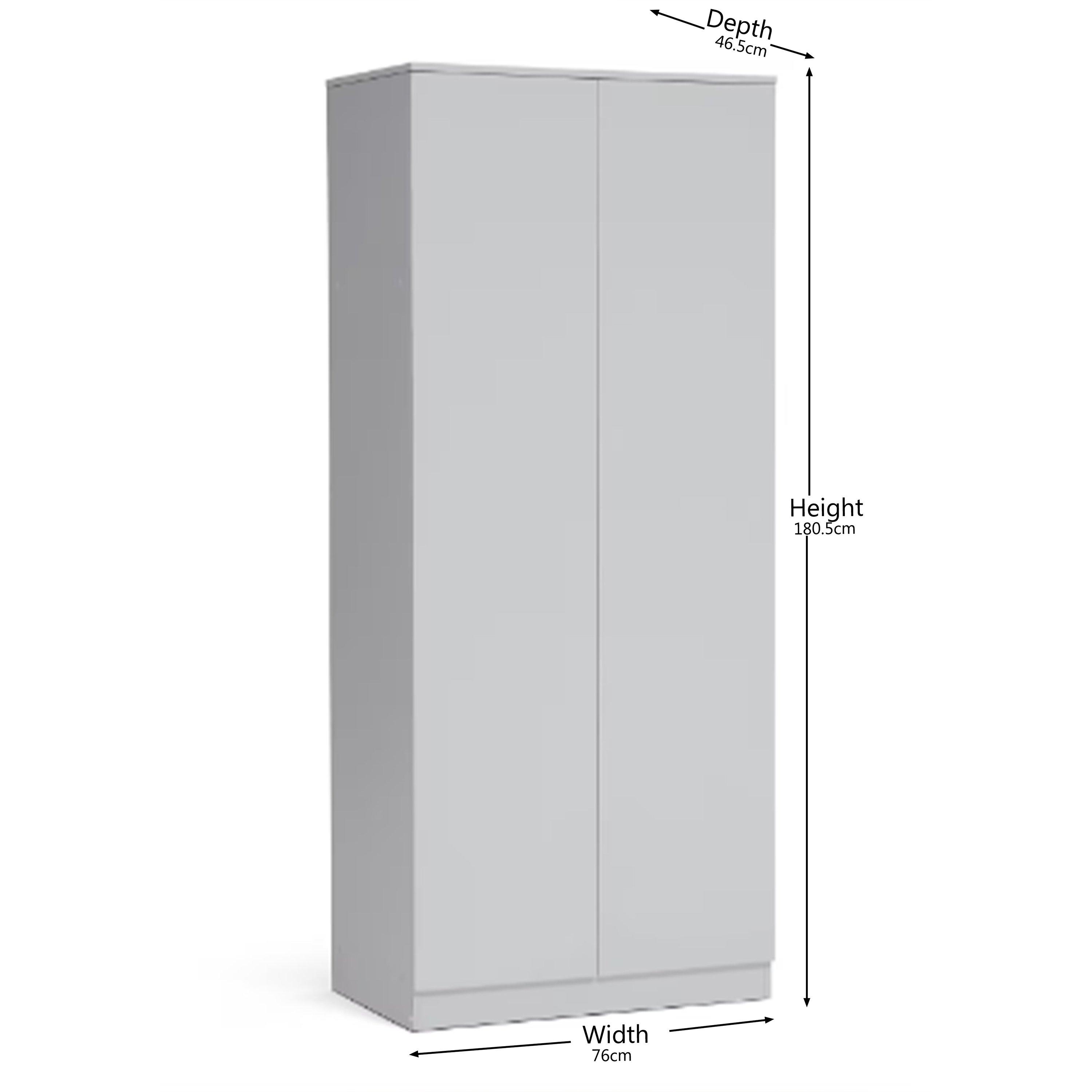 Grey - Homelife - Locke 2 Door Wardrobe - 7