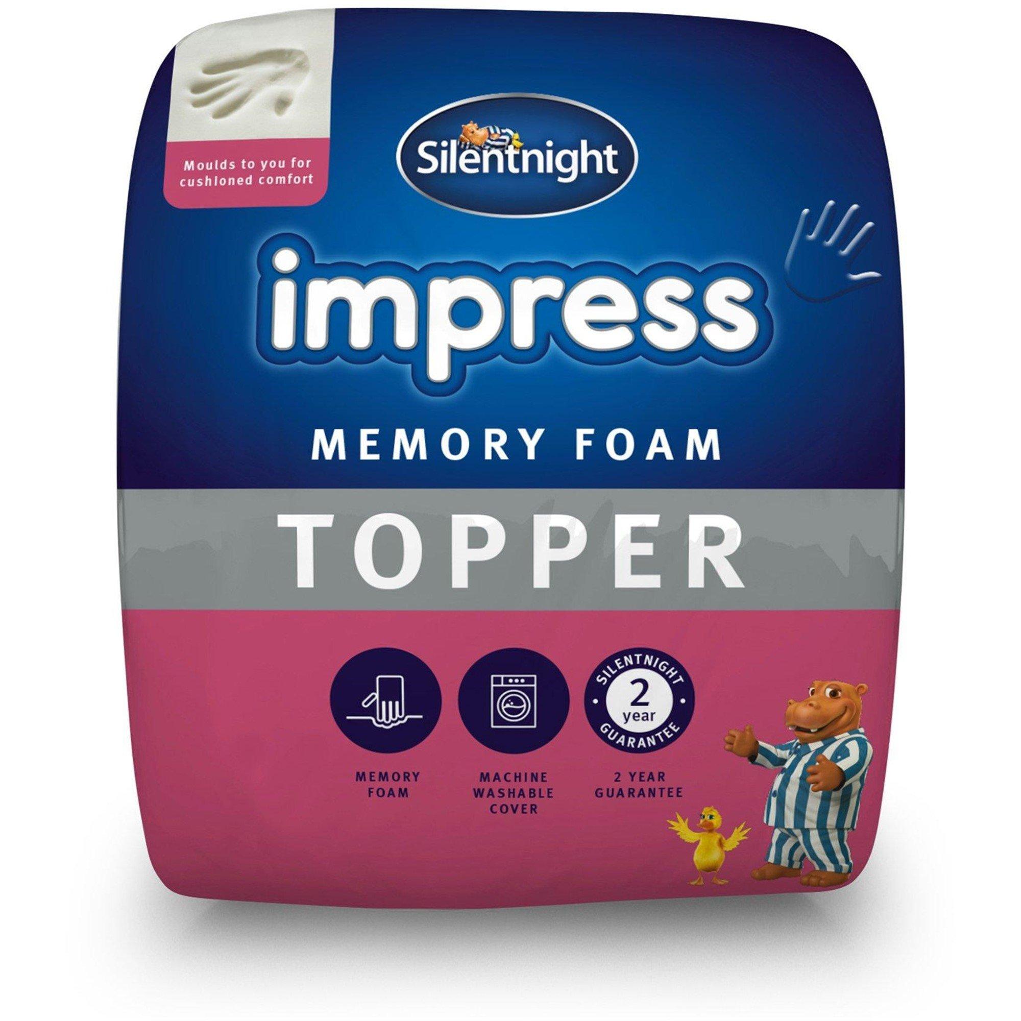 Silentnight  Impress 2.5Cm Memory Foam Mattress Topper - White - King