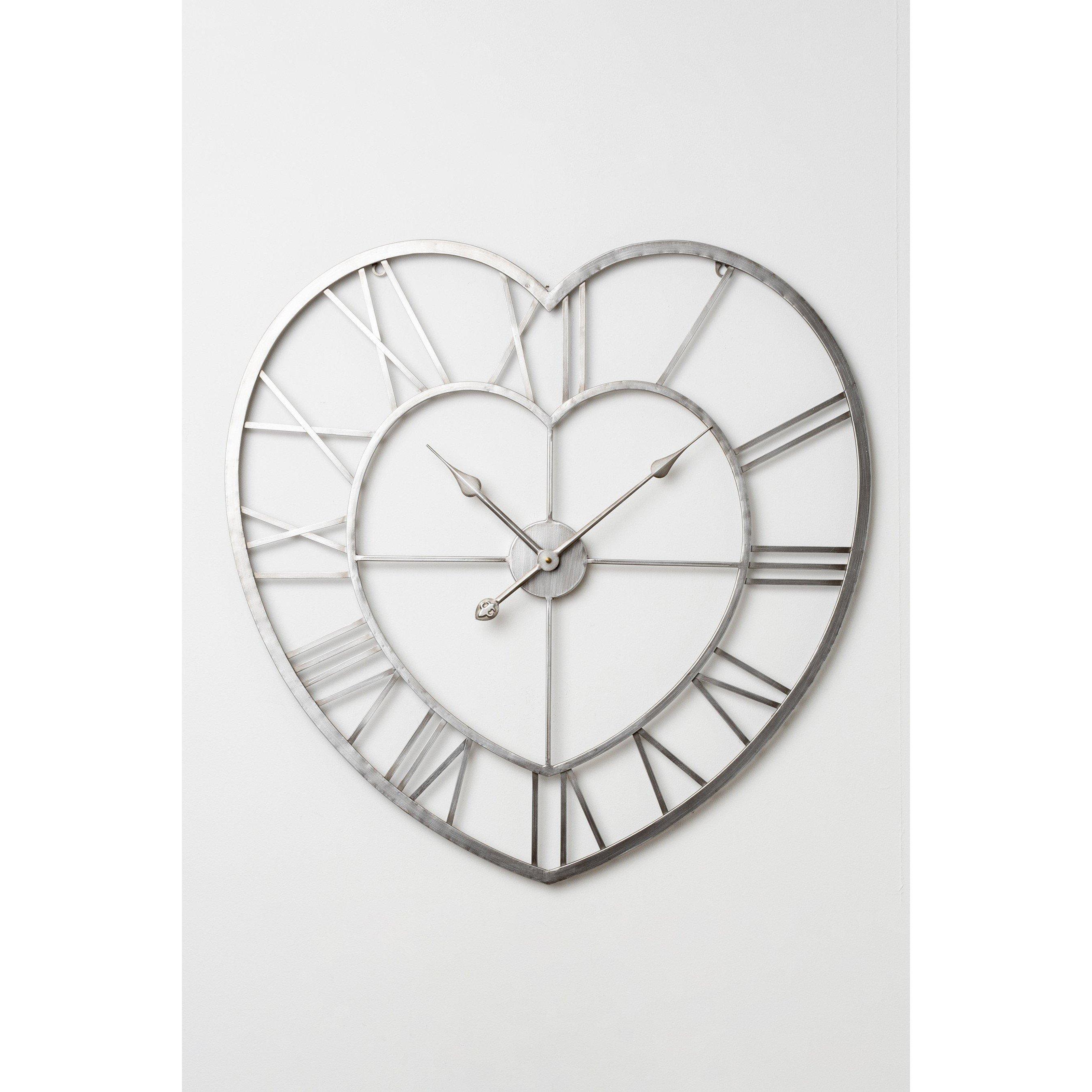 Grey - Studio - Large Metal Heart Wall Clock