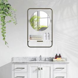 FurnitureR HAGAN Bathroom Mirror with shelf
