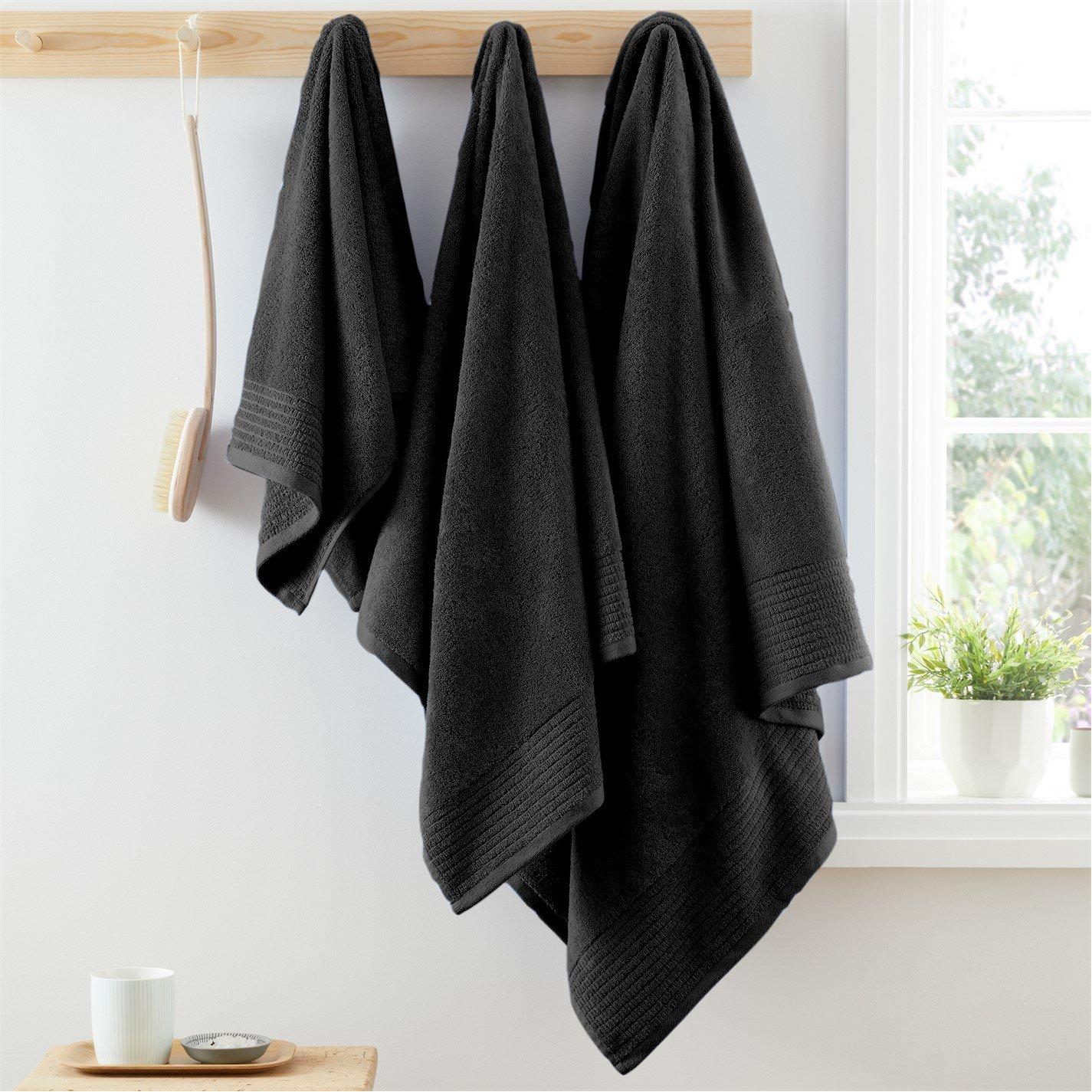 Jack Wills  600Gsm Pure Egyptian Cotton Towel - Black - Bath Towel