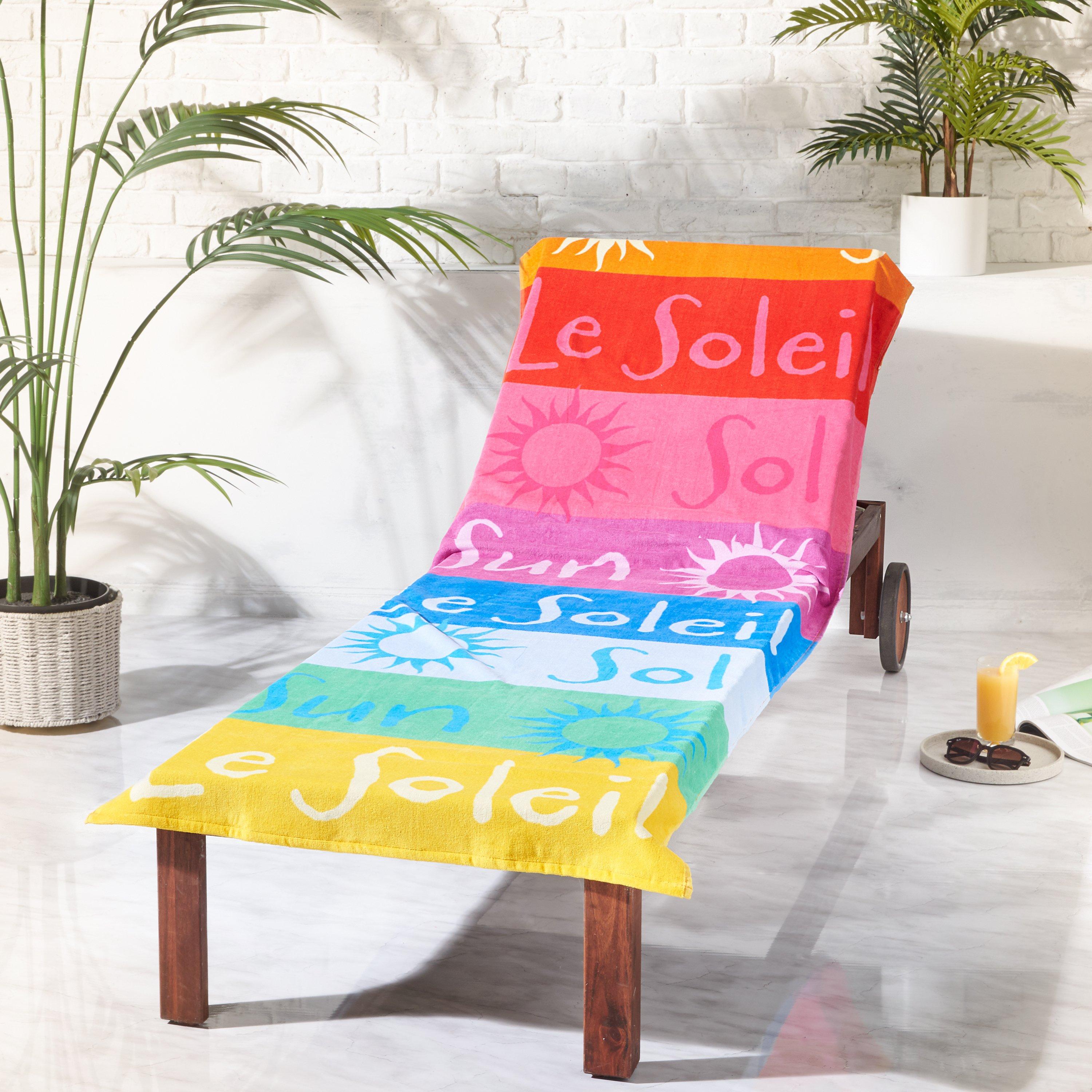 Multi - Catherine Lansfield - Block Stripe Lounger Beach Towel - 1
