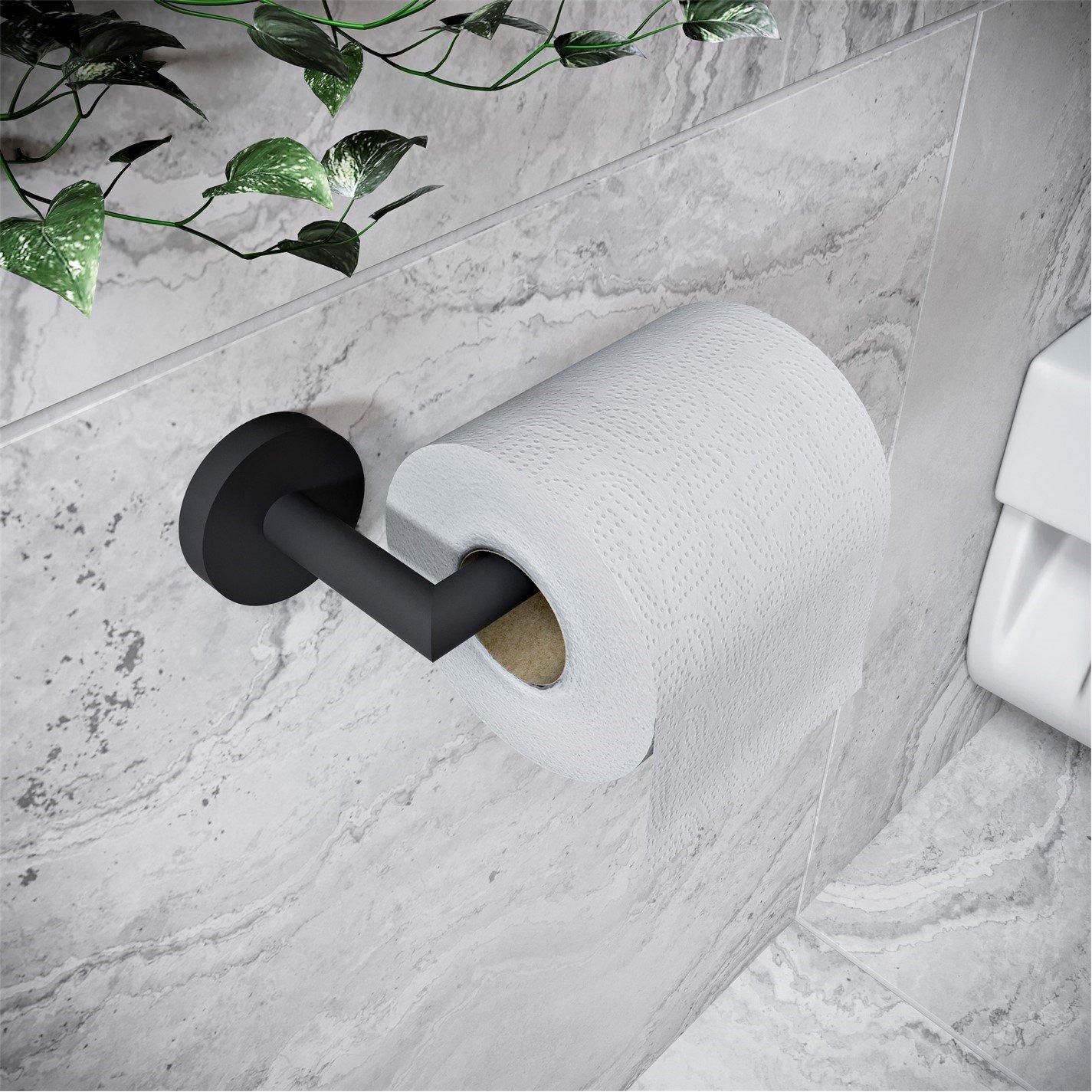 Croydex  Flexi-Fix Epsom Toilet Roll Holder Black