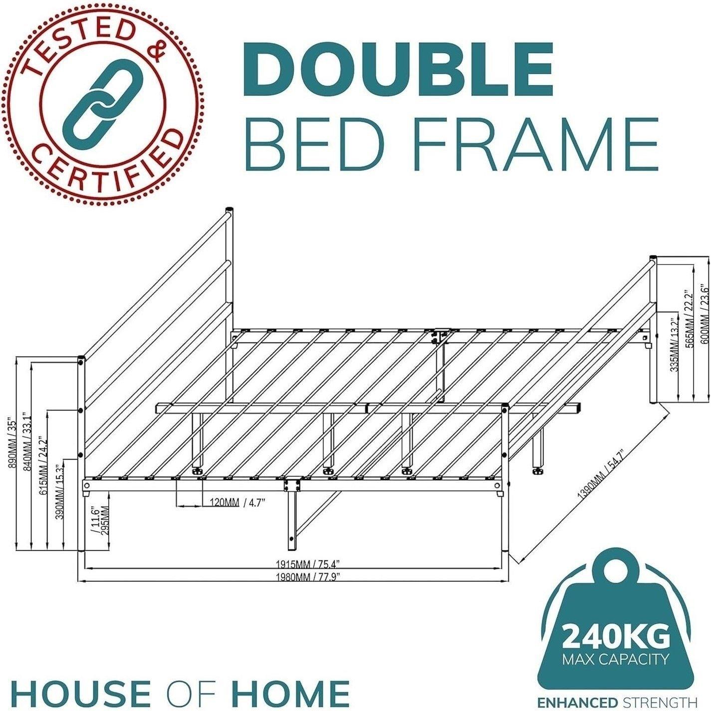 Black - Studio - Extra Strong Double Metal Bed Frame In Black - 2