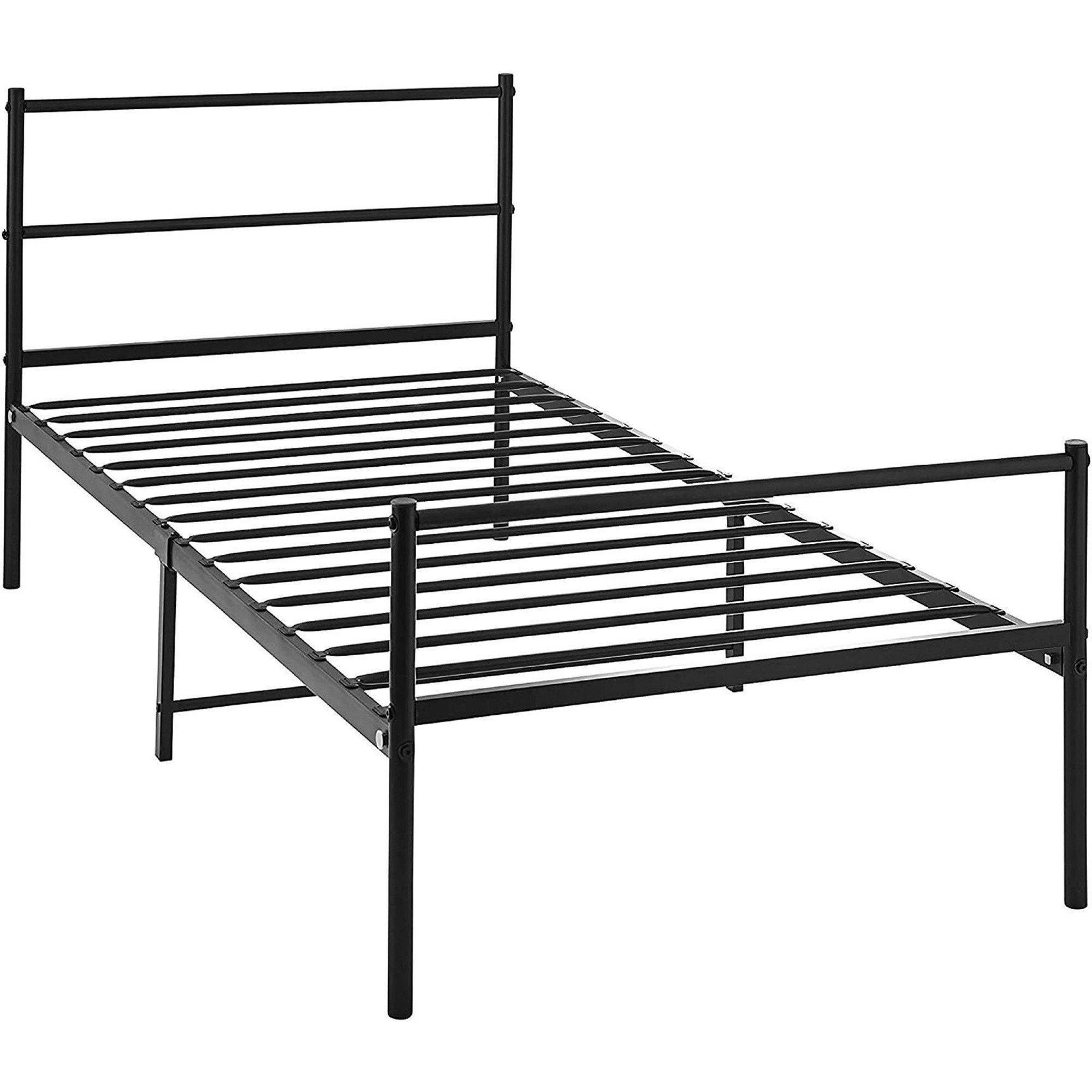 Black - House of Home - Extra Strong Single Metal Bed Frame - 2