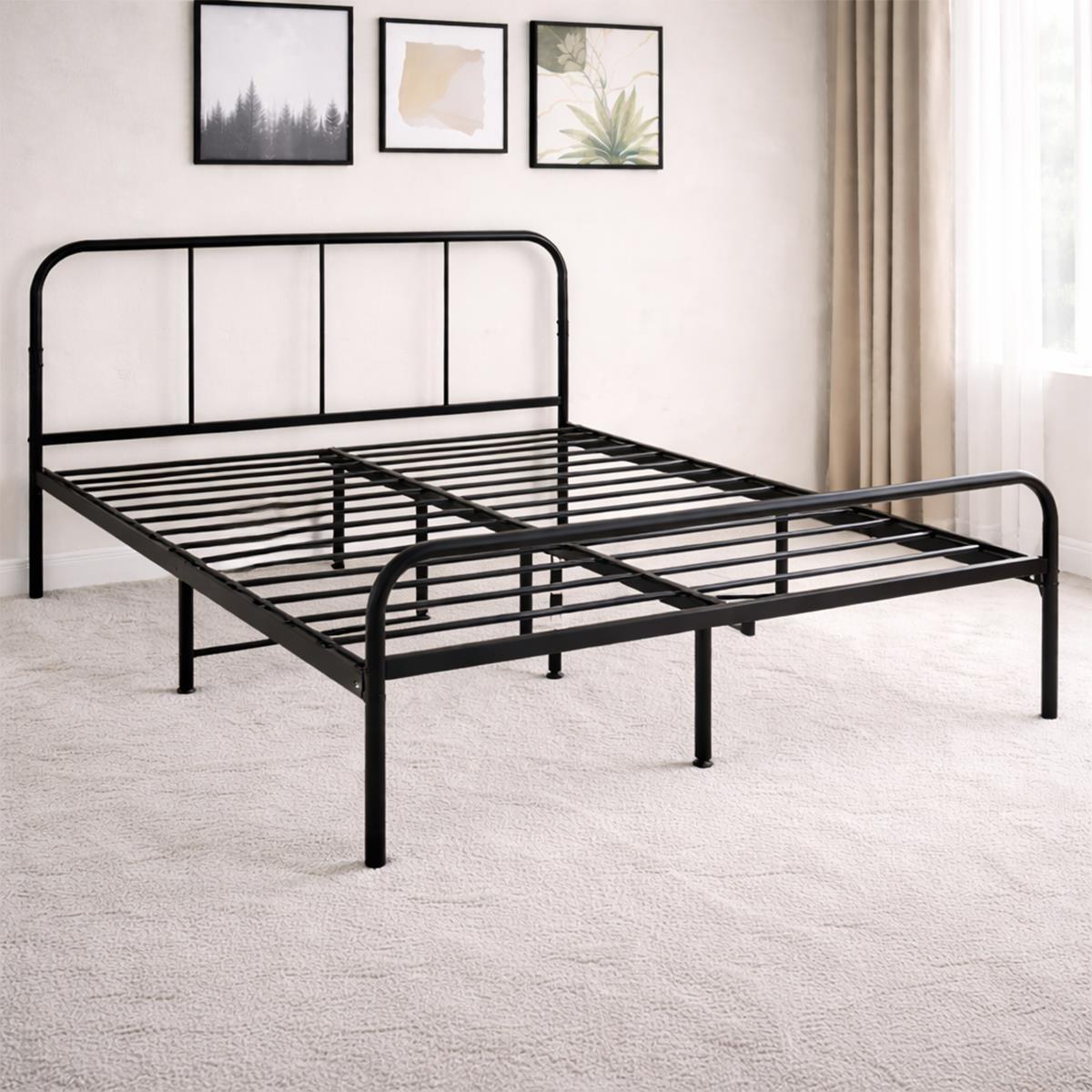 Black - Other - Extra Strong Single Metal Bed Frame with Rounded - 11
