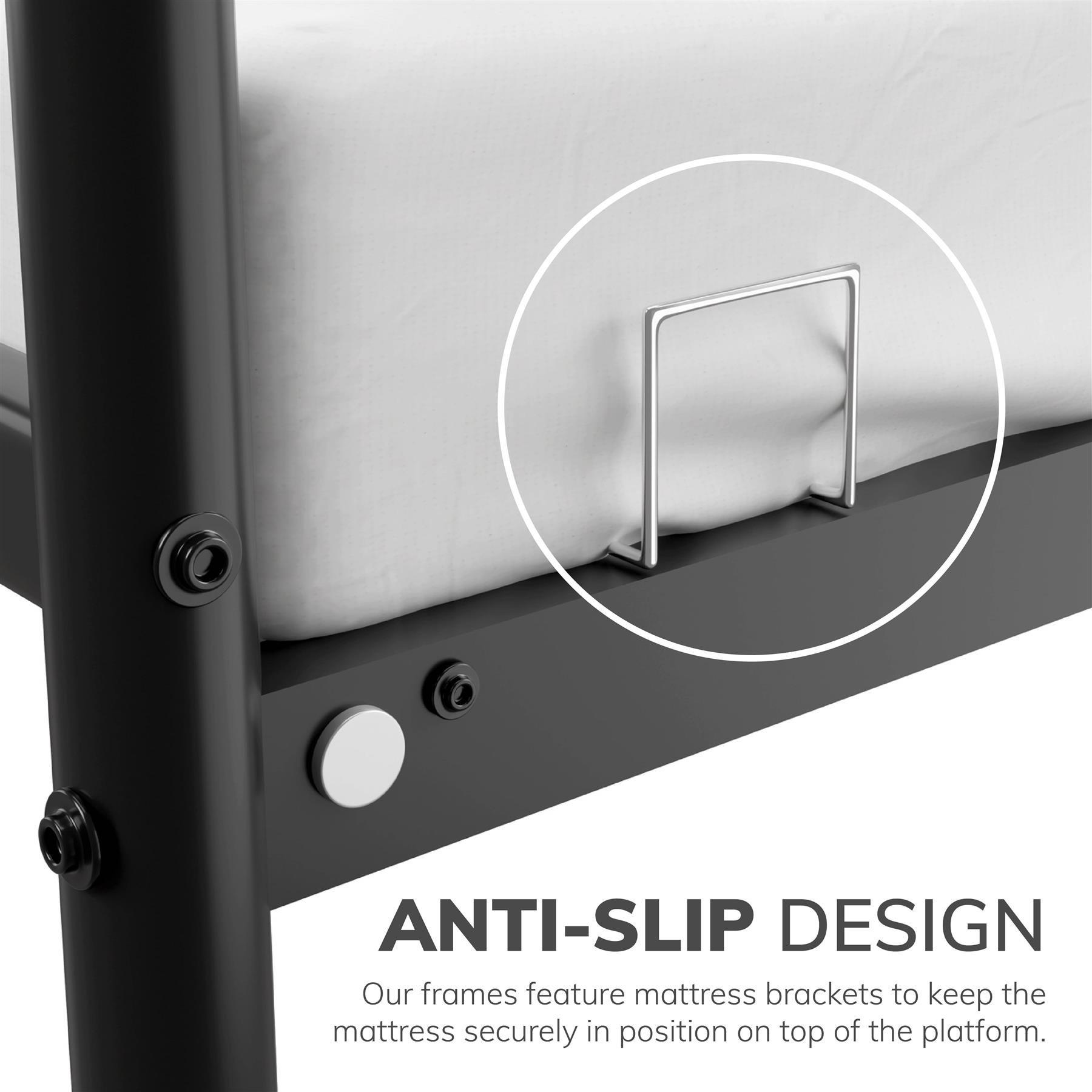 Black - Other - Extra Strong Single Metal Bed Frame with Rounded - 3