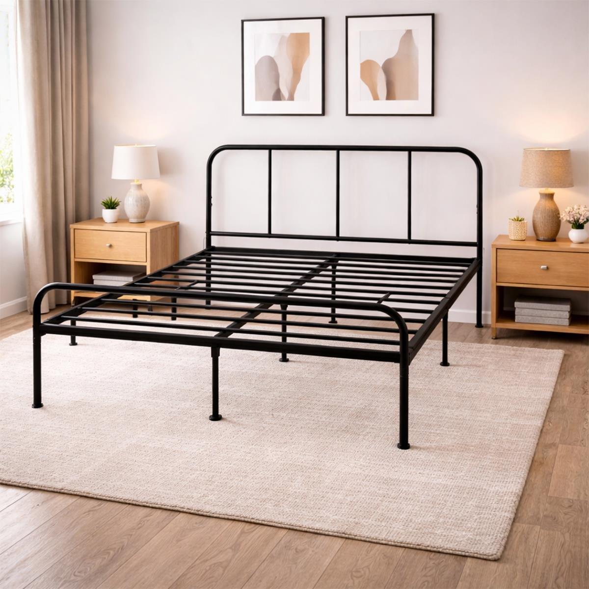 Black - Other - Extra Strong Single Metal Bed Frame with Rounded - 9