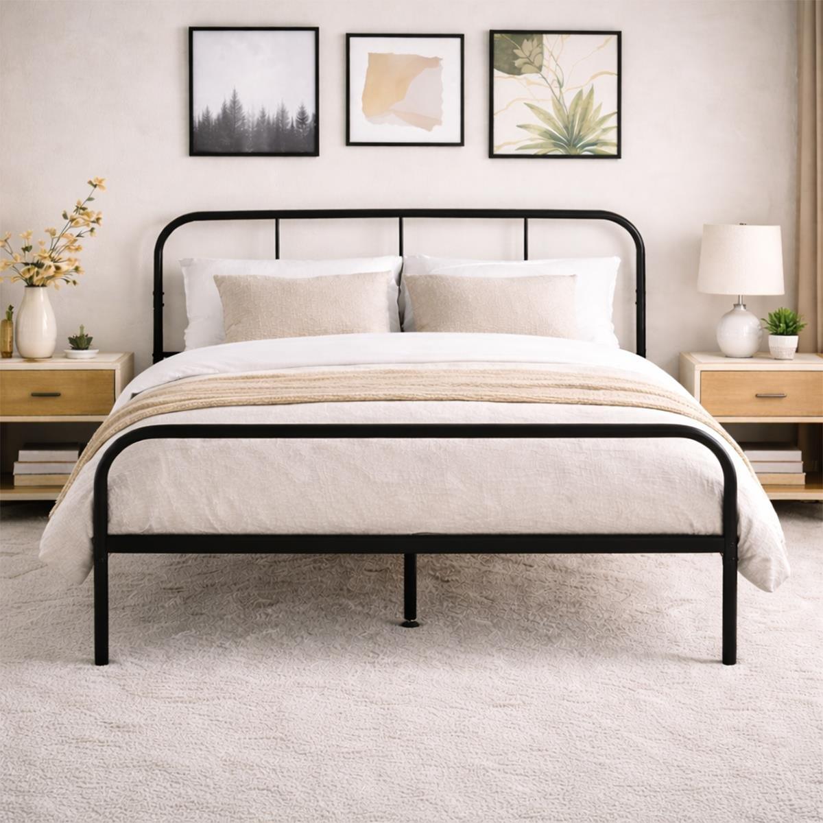 Black - Other - Extra Strong Single Metal Bed Frame with Rounded - 10