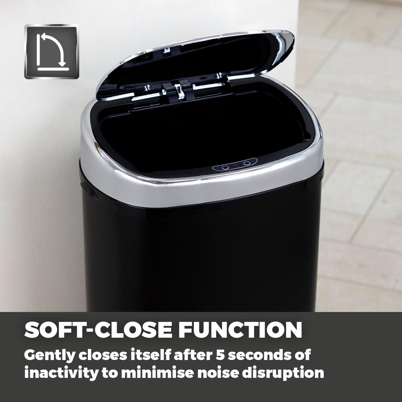 Black - Tower - 58 Litre Stainless Steel Sensor Bin - 4