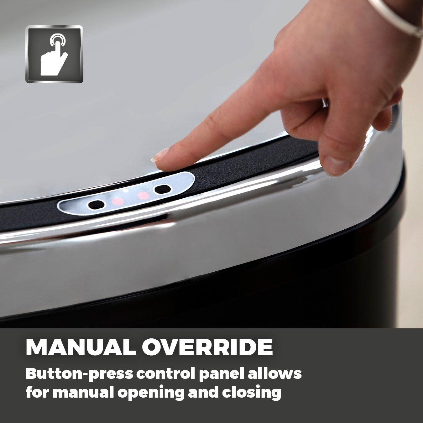 Black - Tower - 58 Litre Stainless Steel Sensor Bin - 6