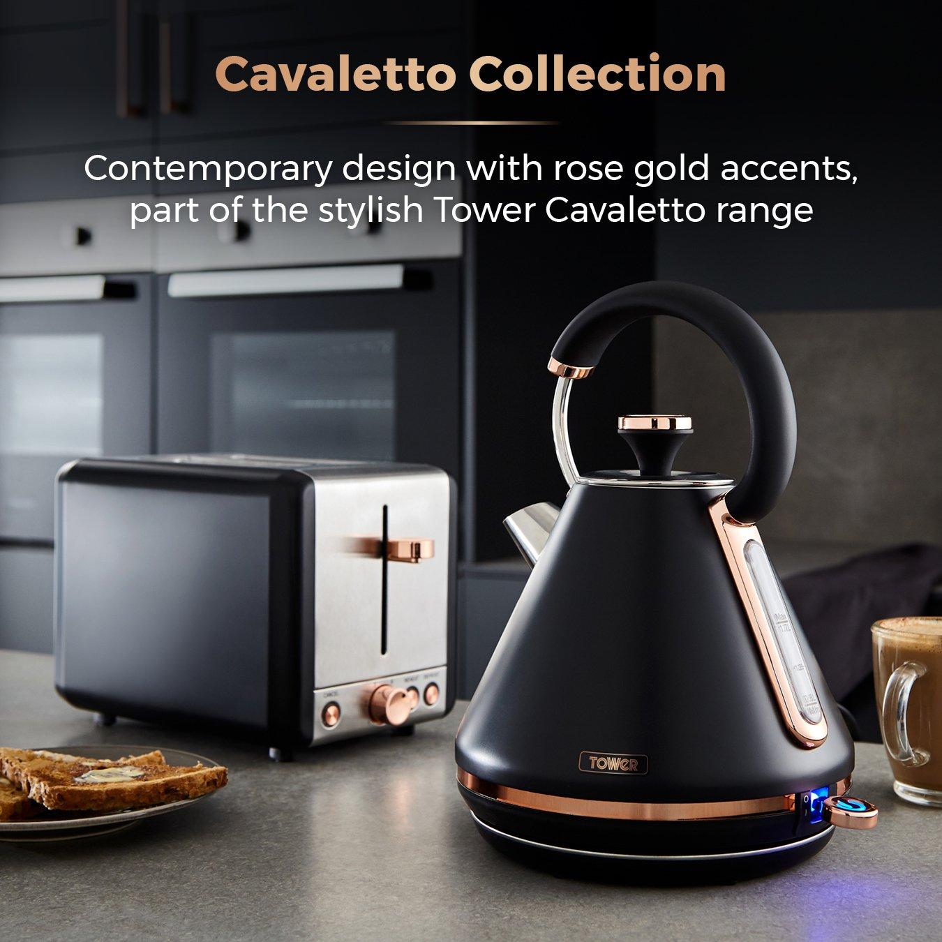 Black/Rose Gold - Tower - Cavaletto 3KW 1.7 Litre Pyramid Kettle with Rose A - 3