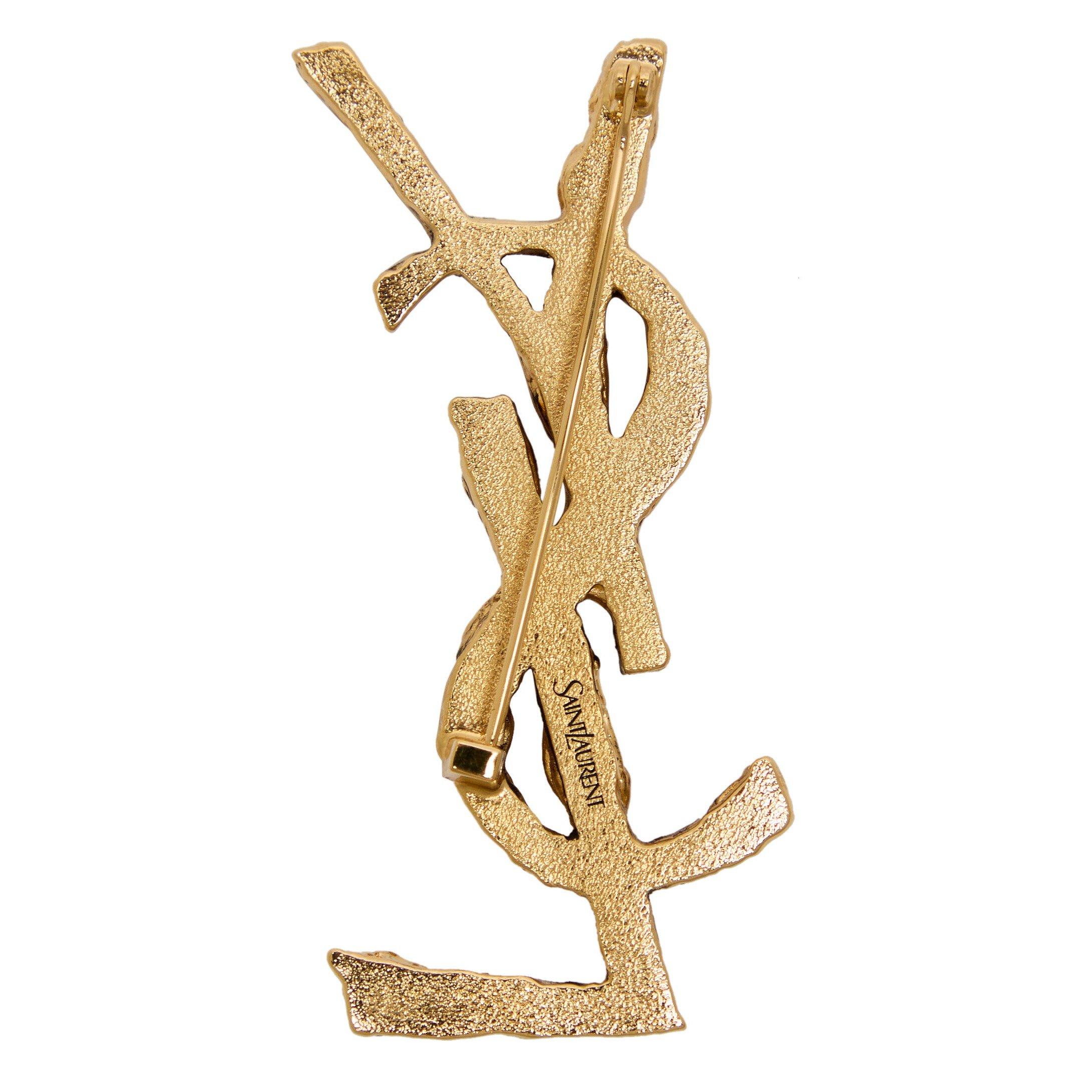 GOLD AND OTHER - Saint Laurent - YSL BROOCH W STONES - 2