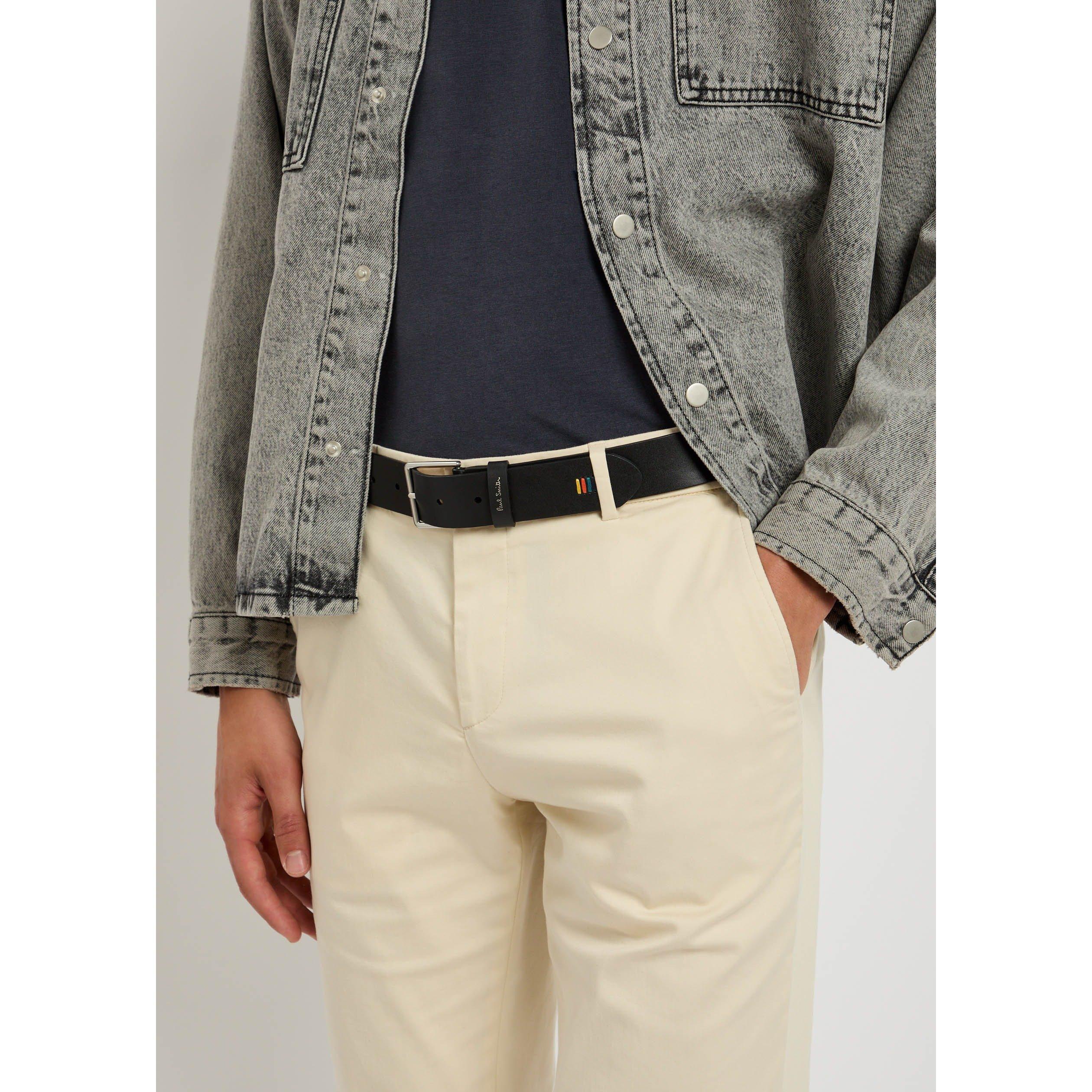 Paul Smith | Men's Stitch Striped Leather Belt | Flannels