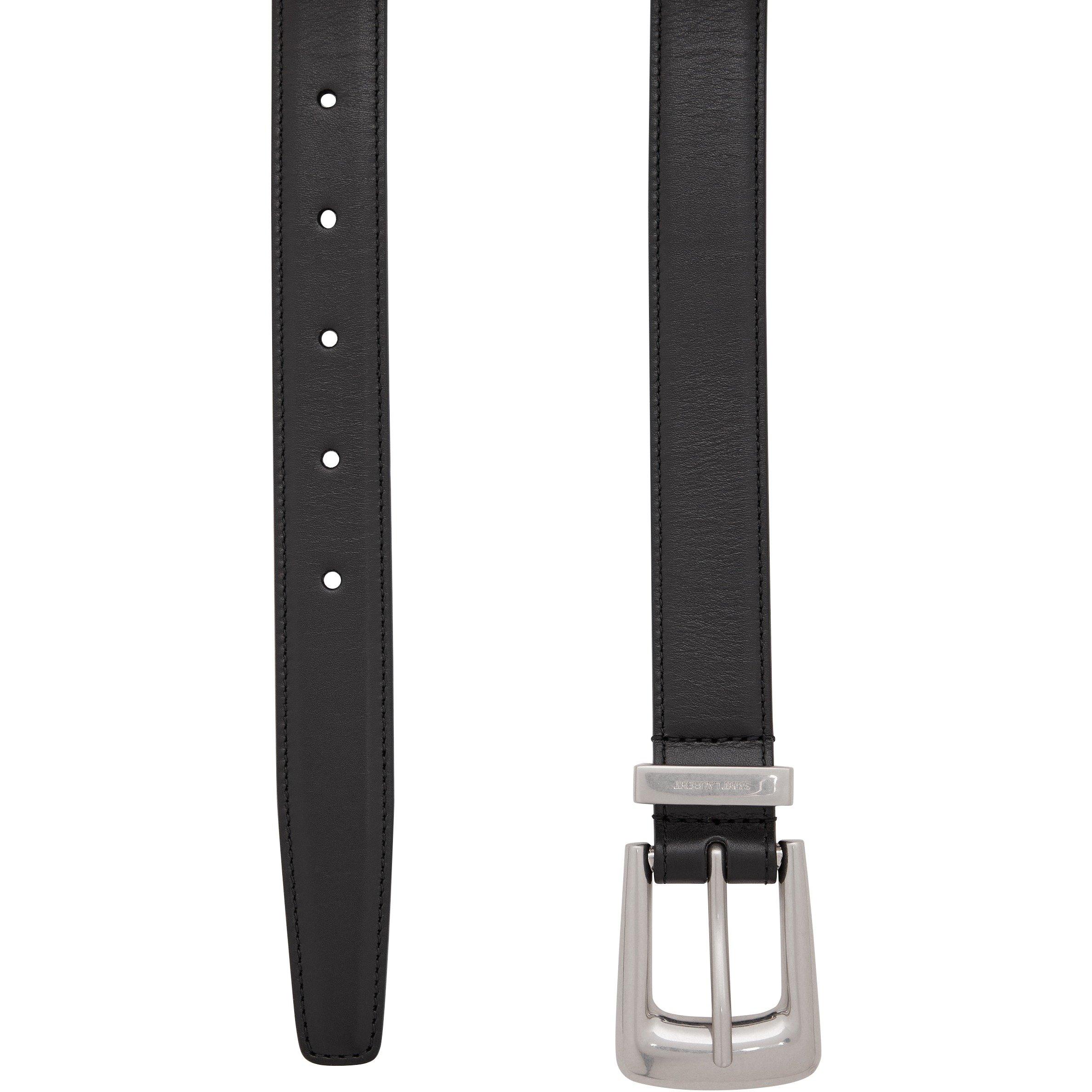 BLACK - Saint Laurent - Men's Cassandre 2.5cm Leather Belt - 2