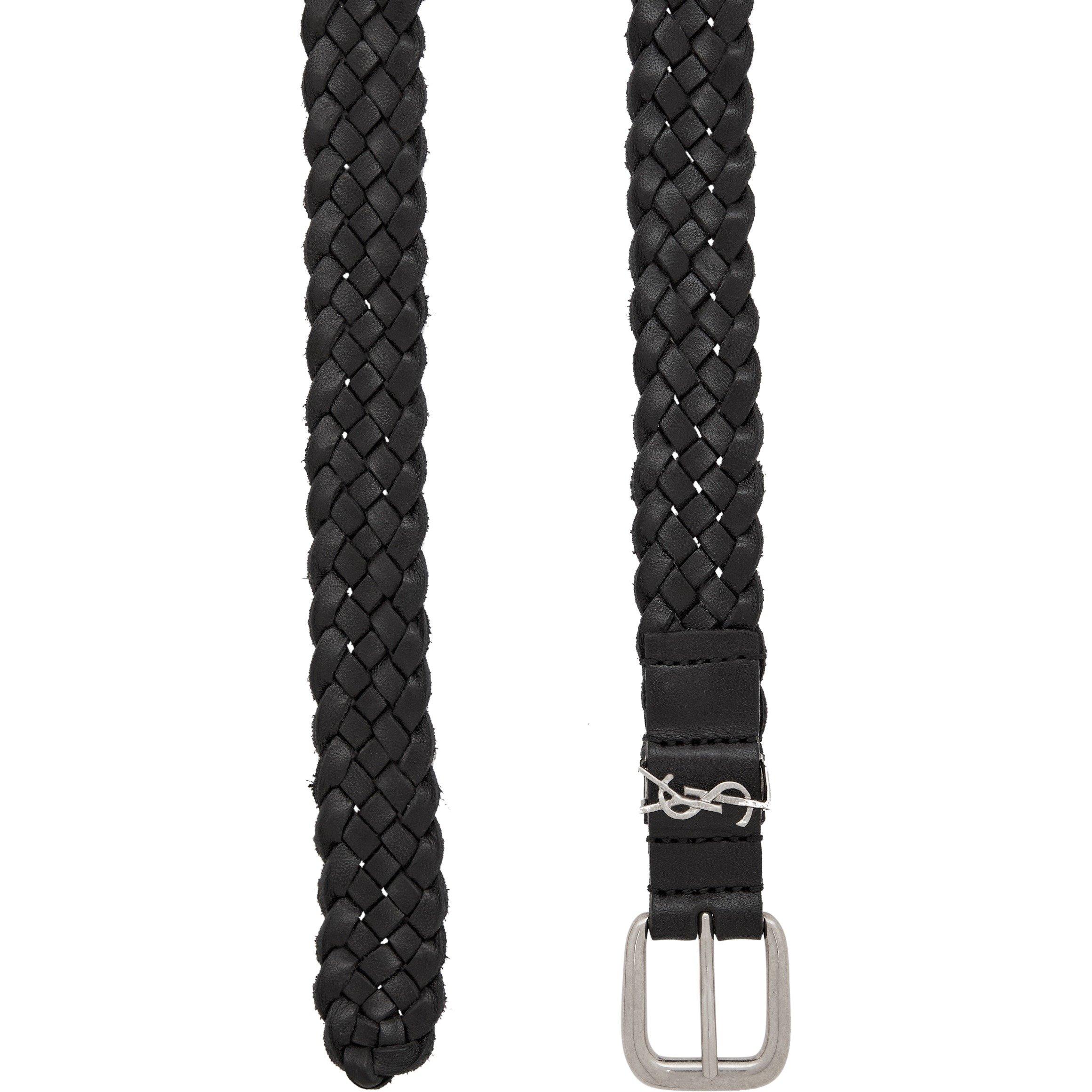 BLACK - Saint Laurent - Men's Contura Braided Leather Belt - 2