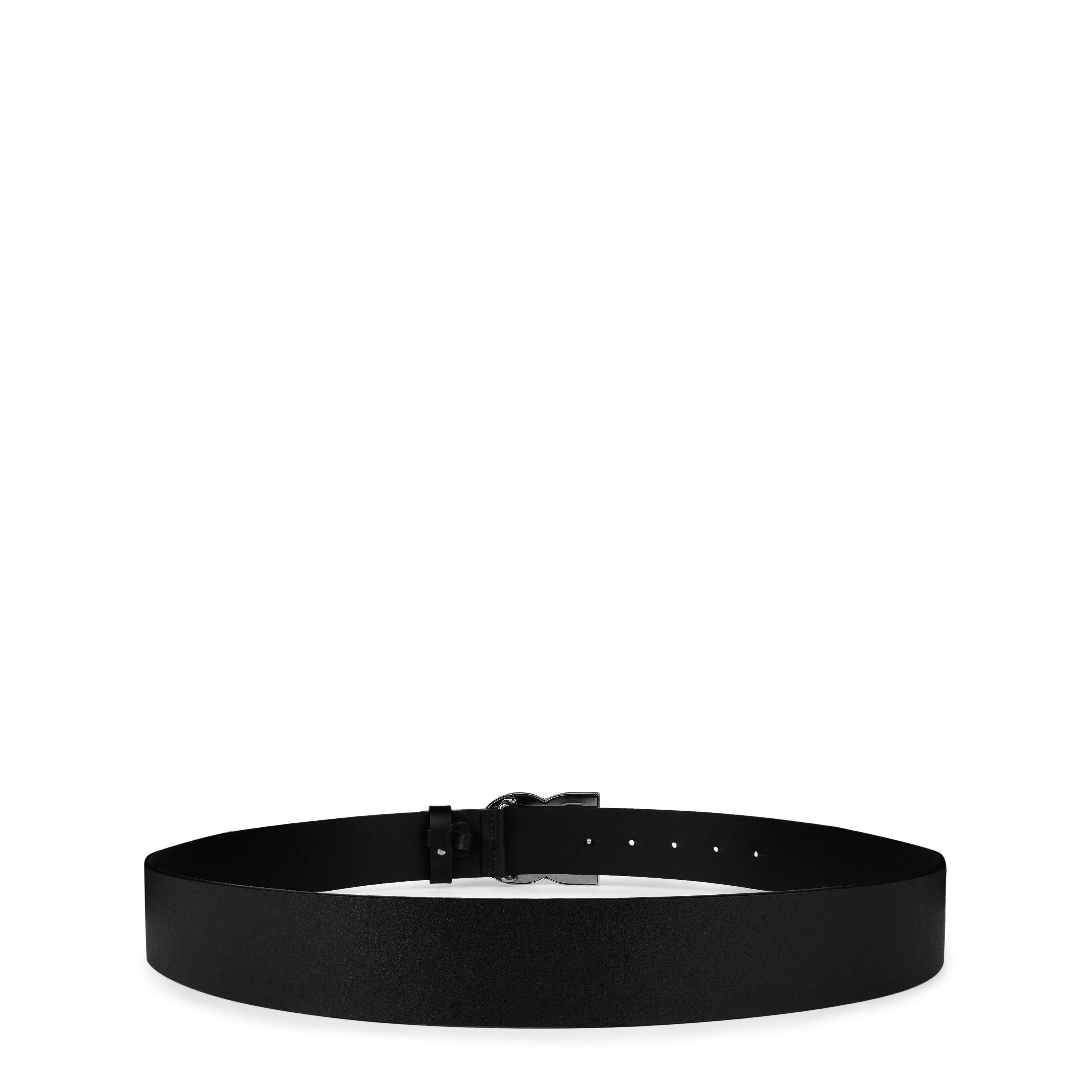 Black/Gun - Dolce and Gabbana - Men's Interlock Logo Leather Buckle Belt, 40mm - 3