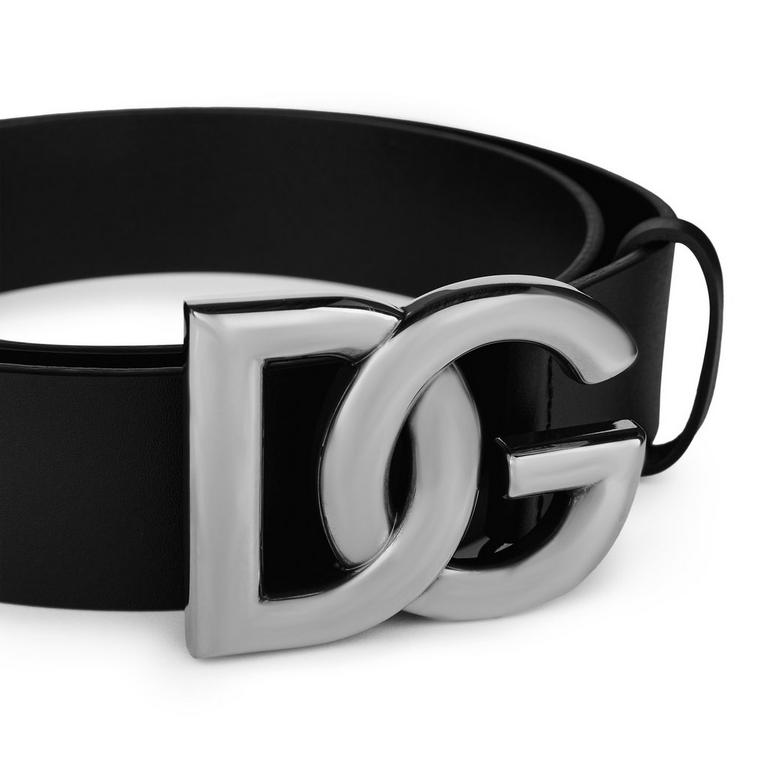 Dolce and Gabbana | Men'S Interlock Logo Leather Buckle Belt Dolce and Gabbana | Men'S Interlock Logo Leather Buckle Belt