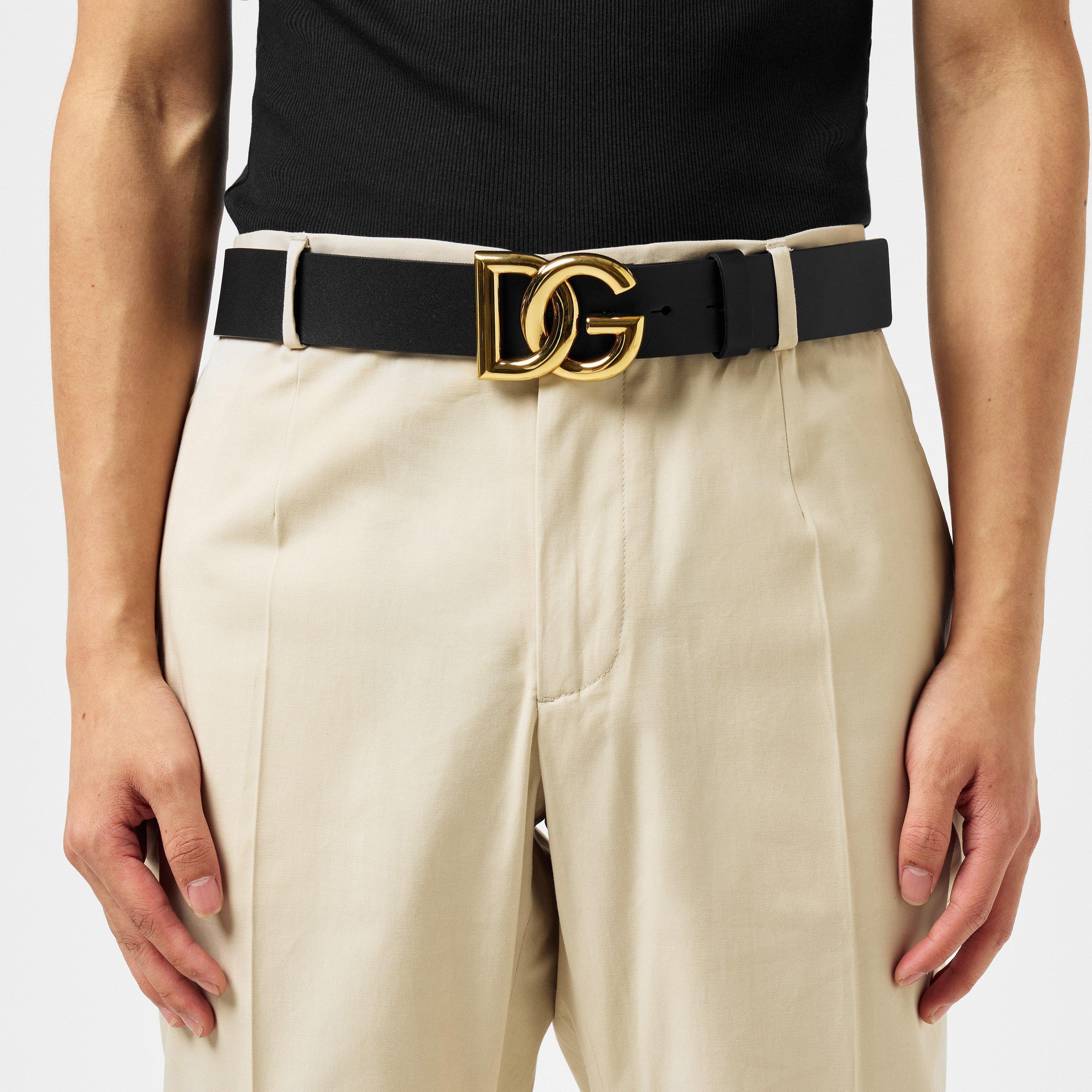 Blk/Gold 8E831 - Dolce and Gabbana - Men's Plain Interlock Belt, 35mm - 2