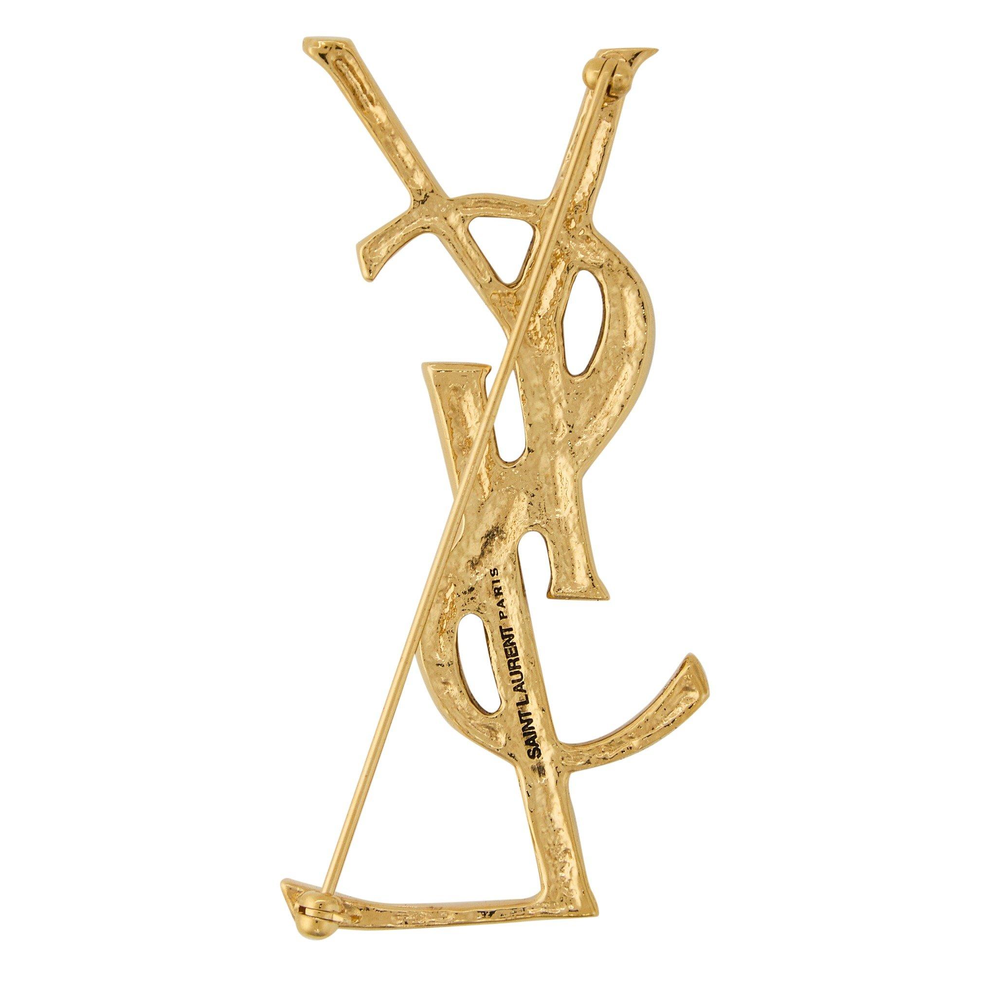 GOLD - Saint Laurent - Women's Opyum Monogram Brooch - 2