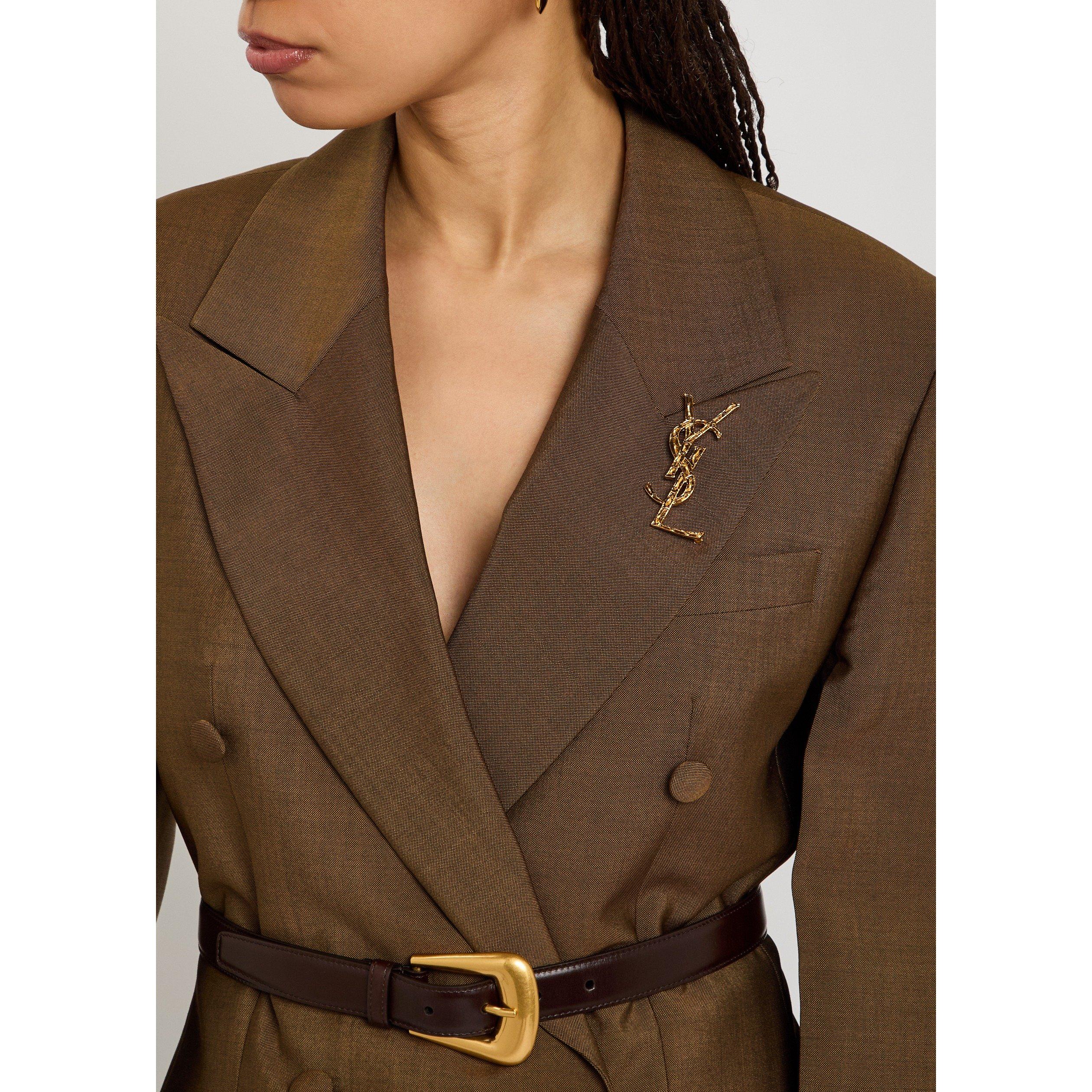 GOLD - Saint Laurent - Women's Opyum Monogram Brooch - 3
