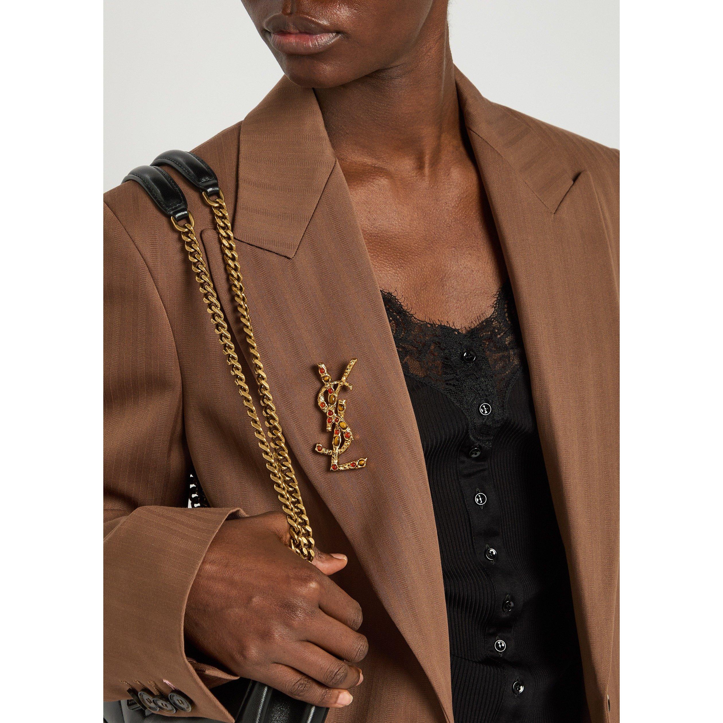 GOLD AND OTHER - Saint Laurent - Women's Cassandre Metal Brooch - 3