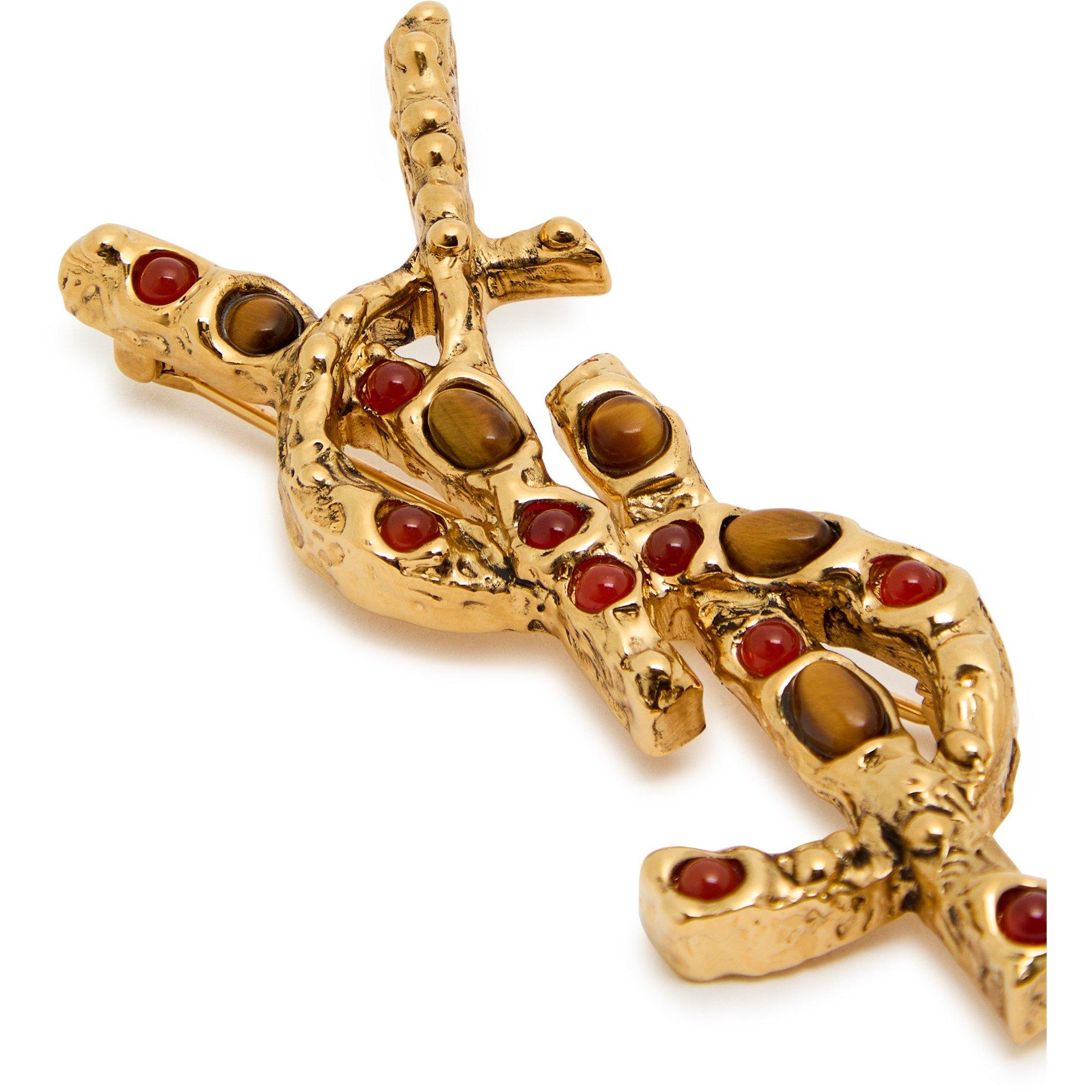 GOLD AND OTHER - Saint Laurent - Women's Cassandre Metal Brooch - 4