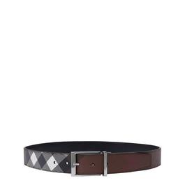 Burberry Check Cotton And Leather Belt