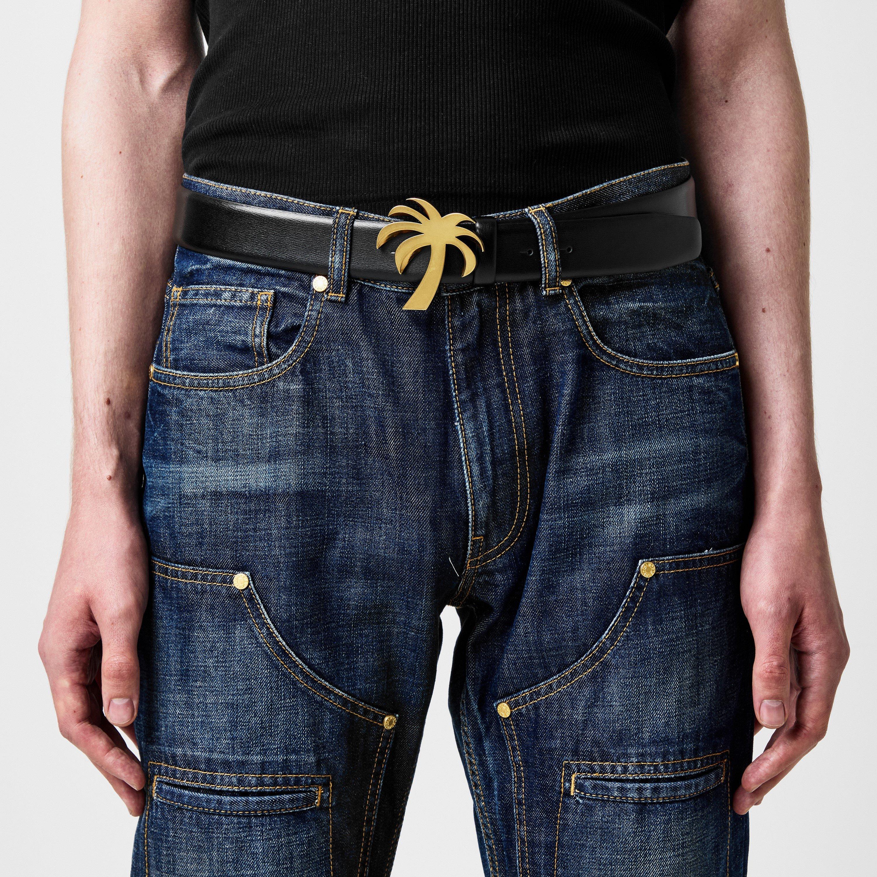 Black/Gld 1076 - Palm Angels - Palm Buckle Belt - 2