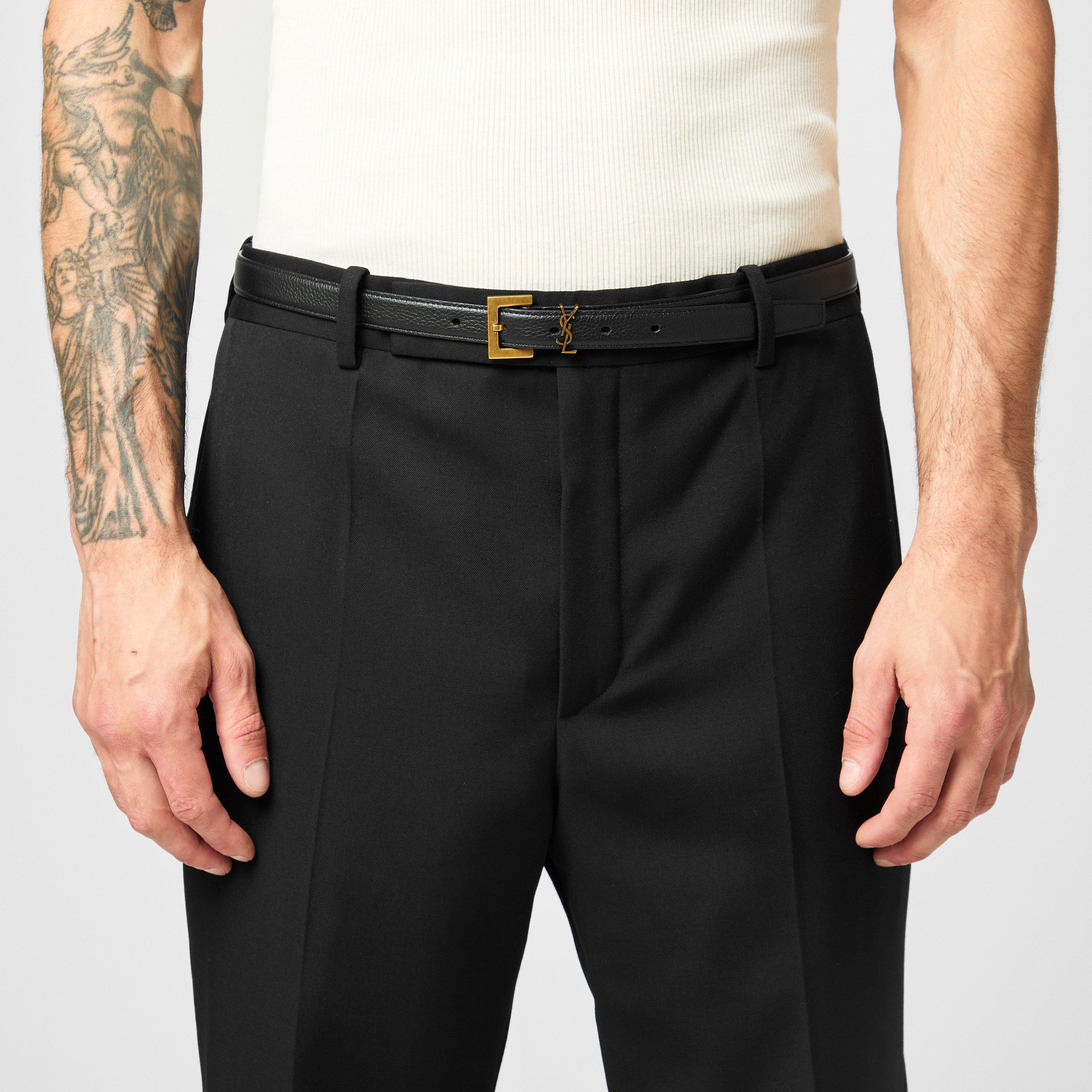 Black/Gold - Saint Laurent - Thin Cassandre Belt - 2