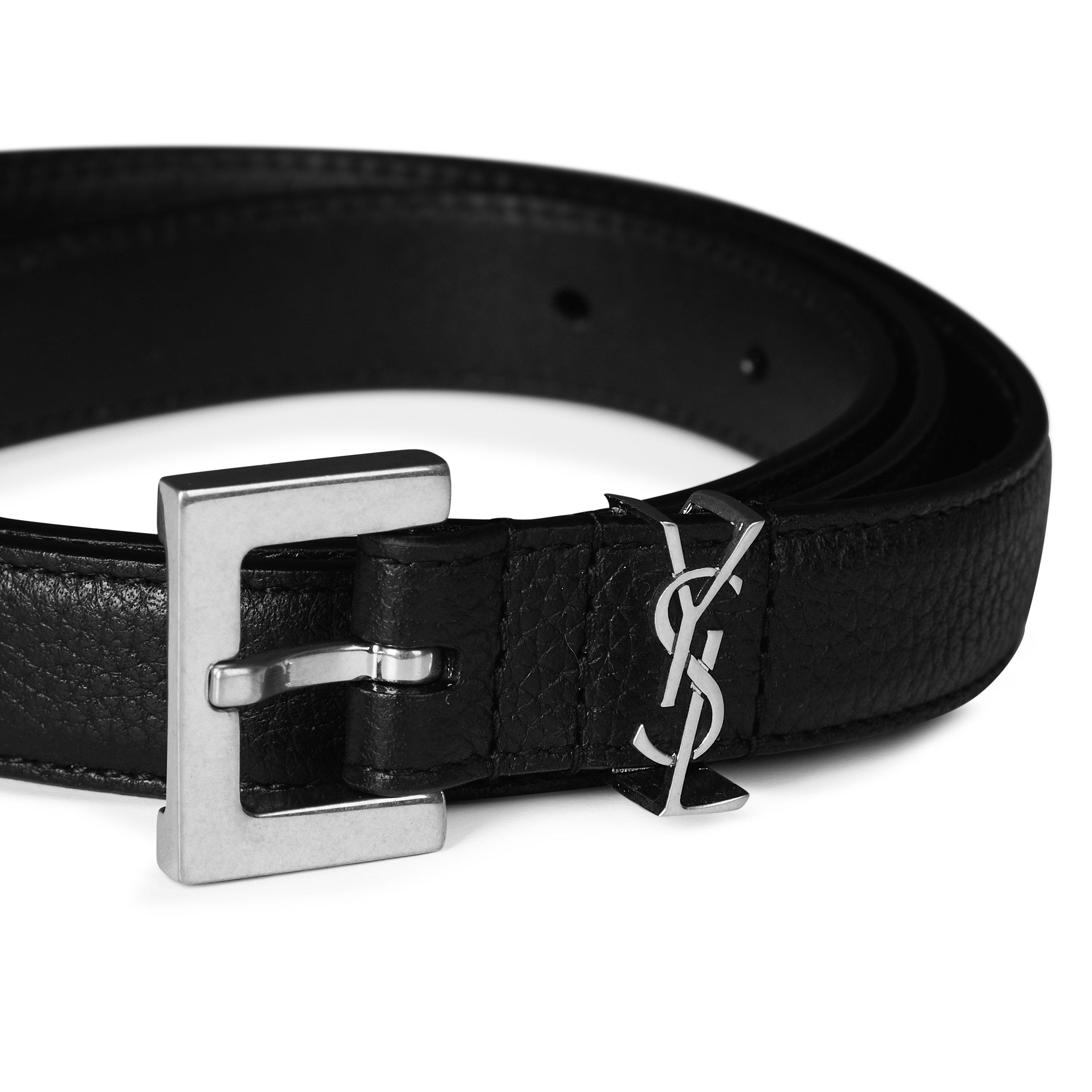 Black/Silver - Saint Laurent - Thin Cassandre Belt - 4
