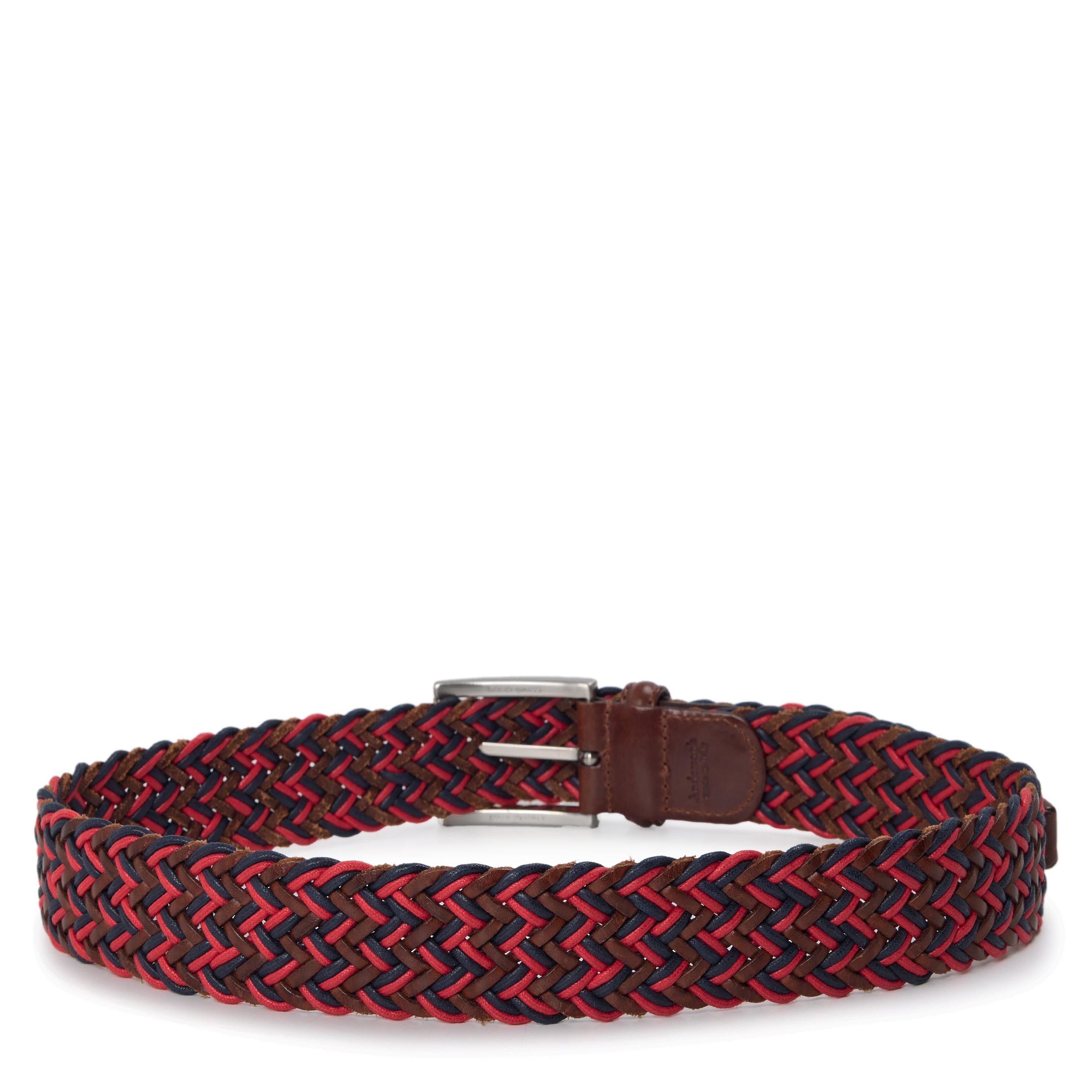 DARK BROWN - ANDERSONS BELTS - BELT WOVEN LEATHER09 - 2