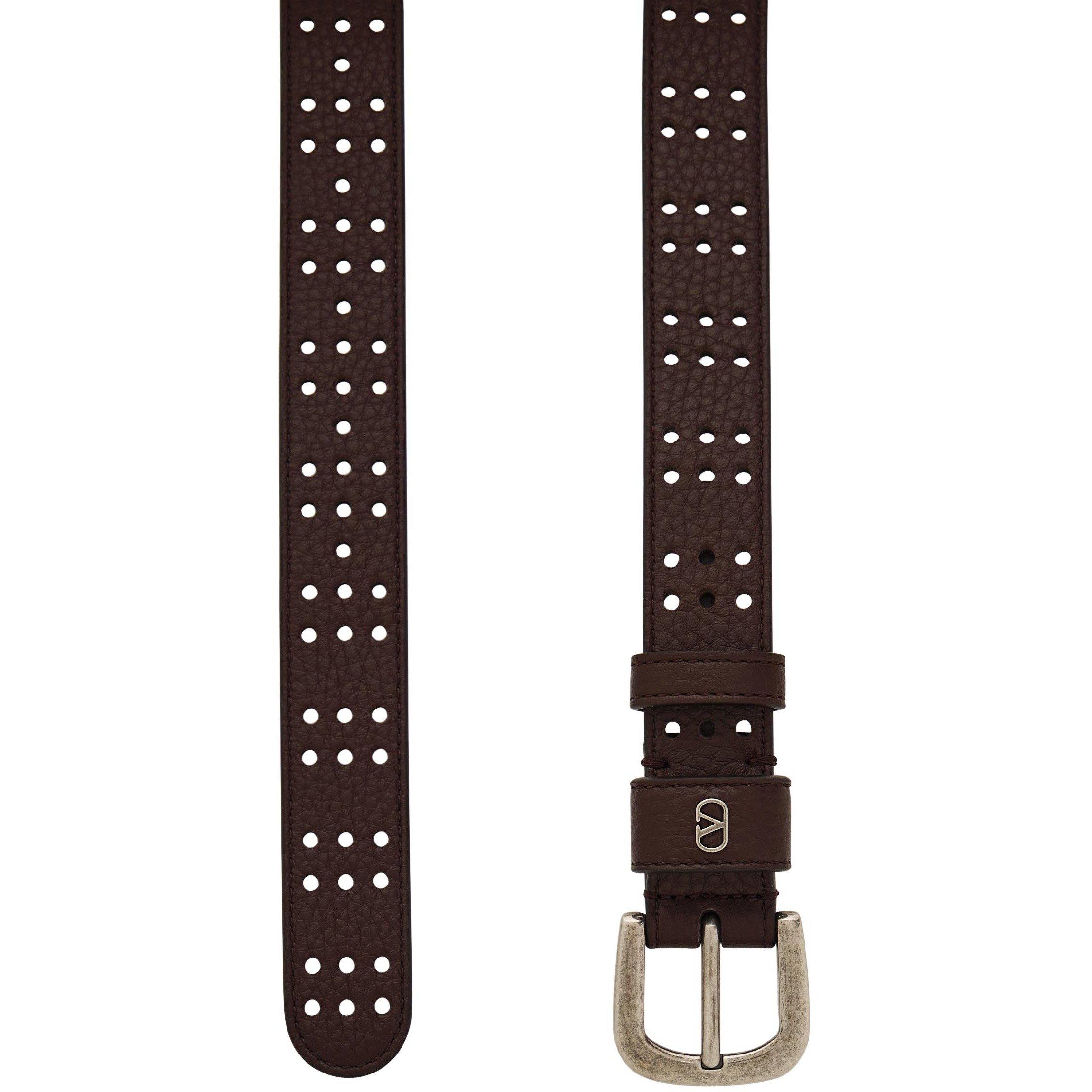 BROWN - Valentino - VAL SIGNATURE MINI LOGO BELT - 2